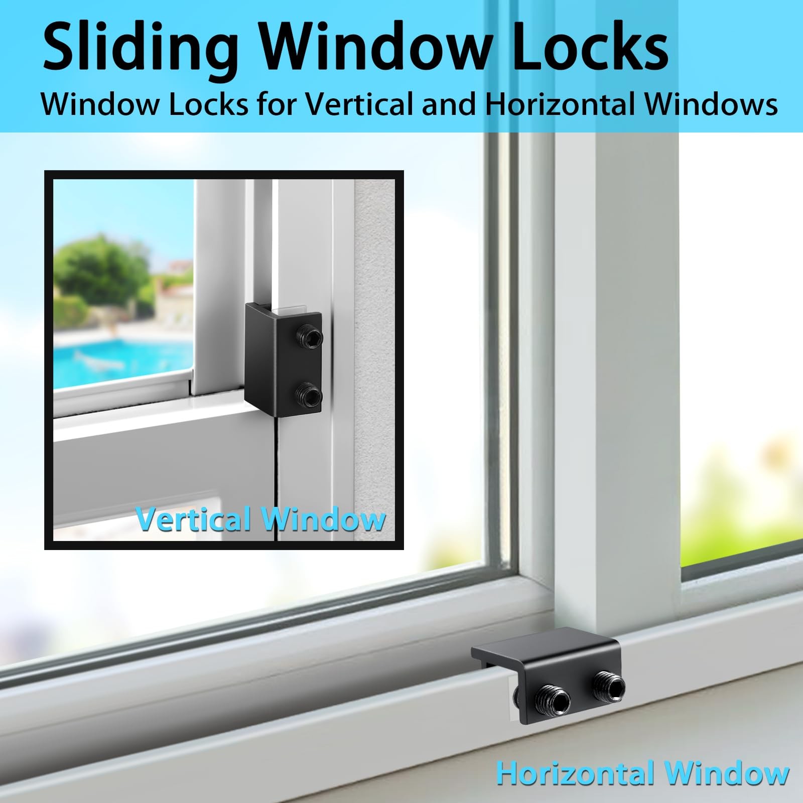 ZRFCXE Window Locks,4 Pack Sliding Locks with Key for 4 Pack, Black