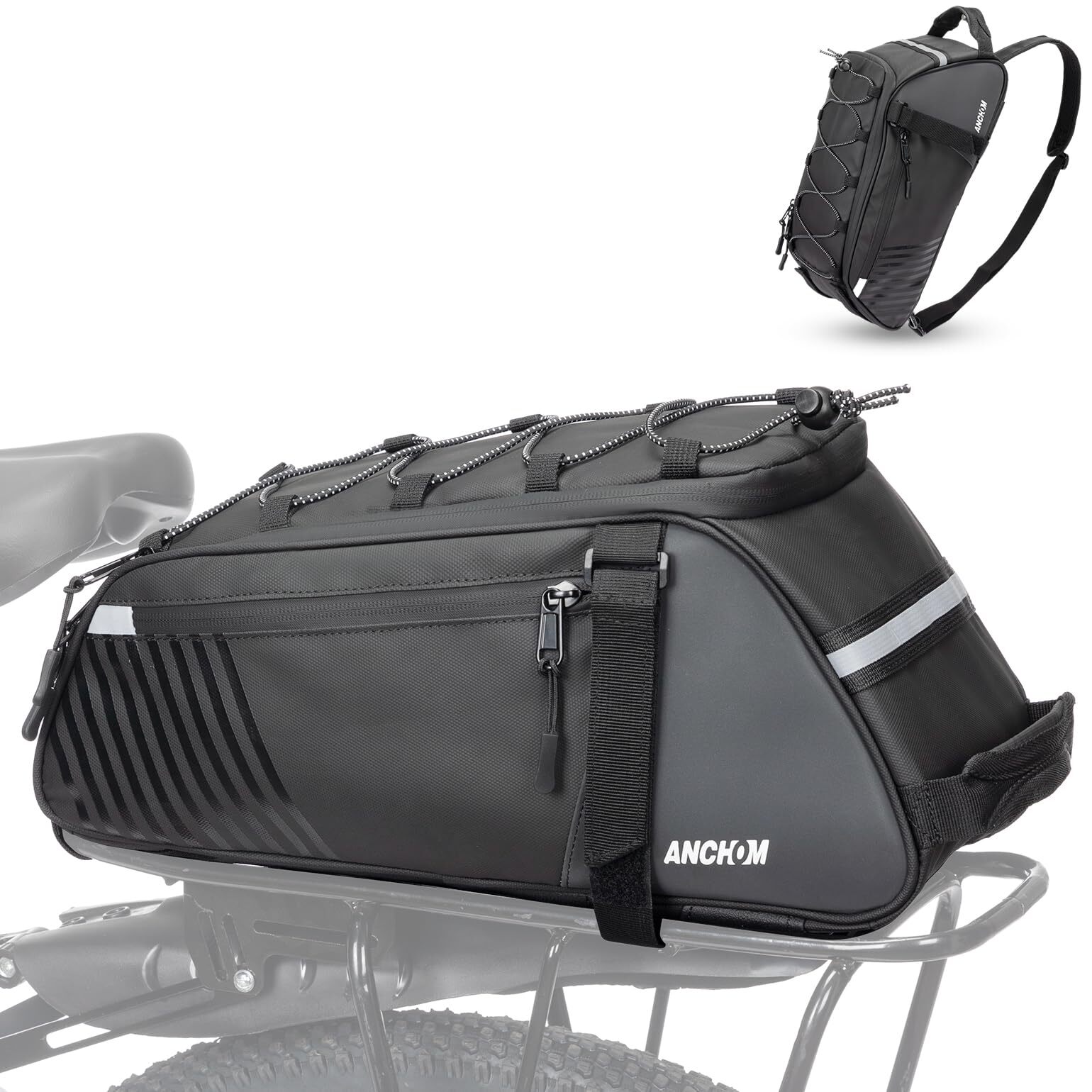 Rear Bike Rack Bag,8L PVC Water Resistant Bicycle Bag for Road & Mountain Bikes