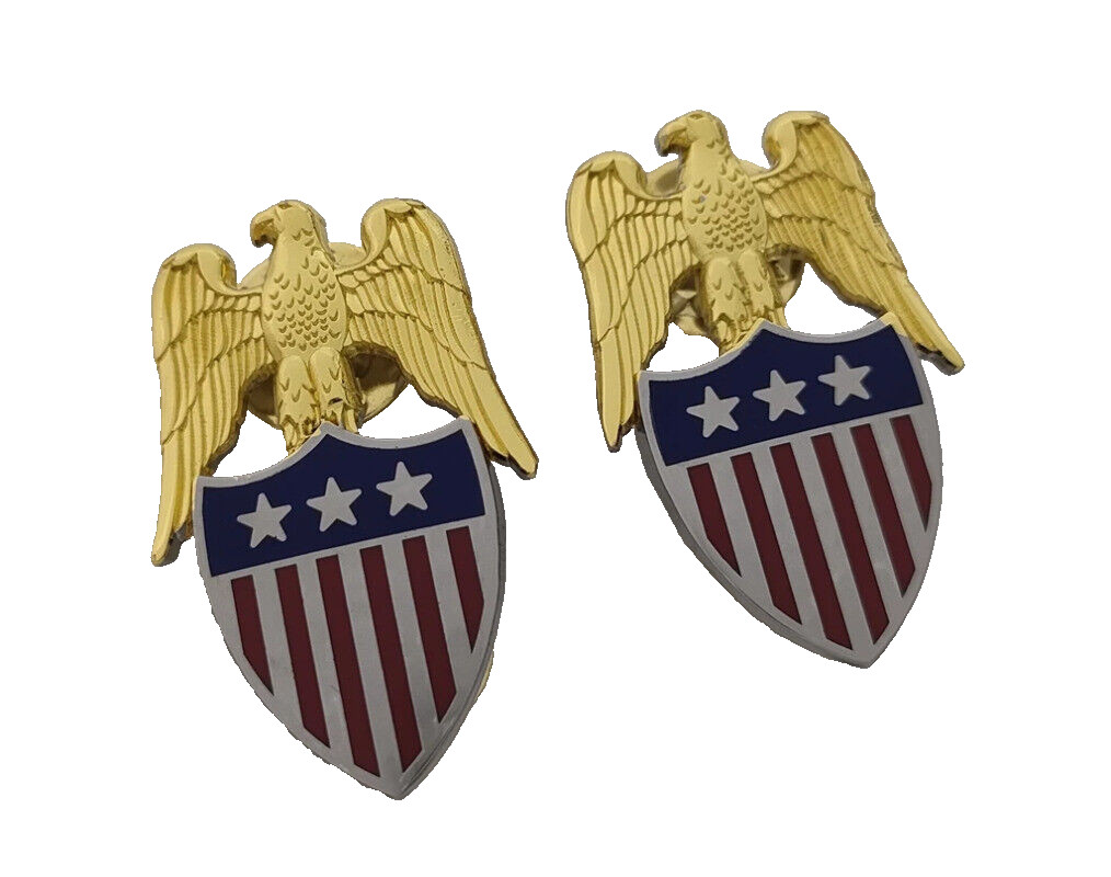 PAIR US ARMY AIDE TO LIEUTENANT GENERAL COLLAR INSIGNIA BADGE DRESS LAPEL PINS