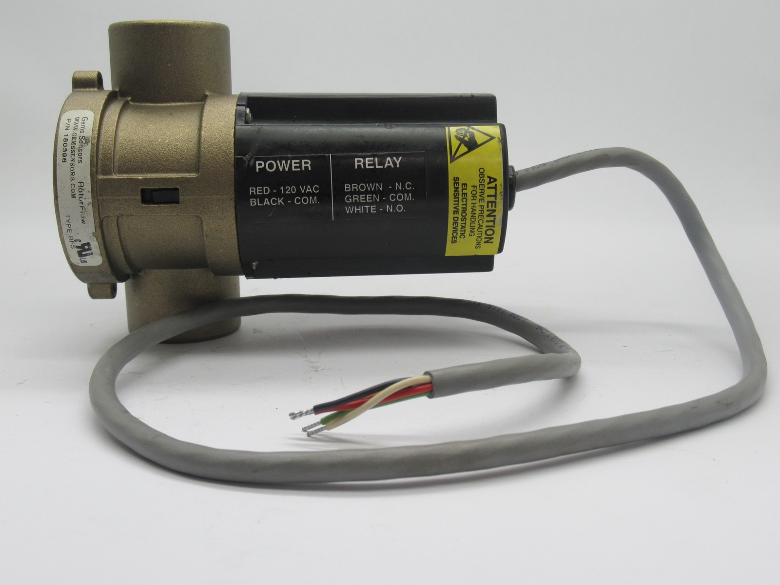 Gems Sensors 180396 Rotor Flow Set Point Switching Sensor/Switch 120VAC USED