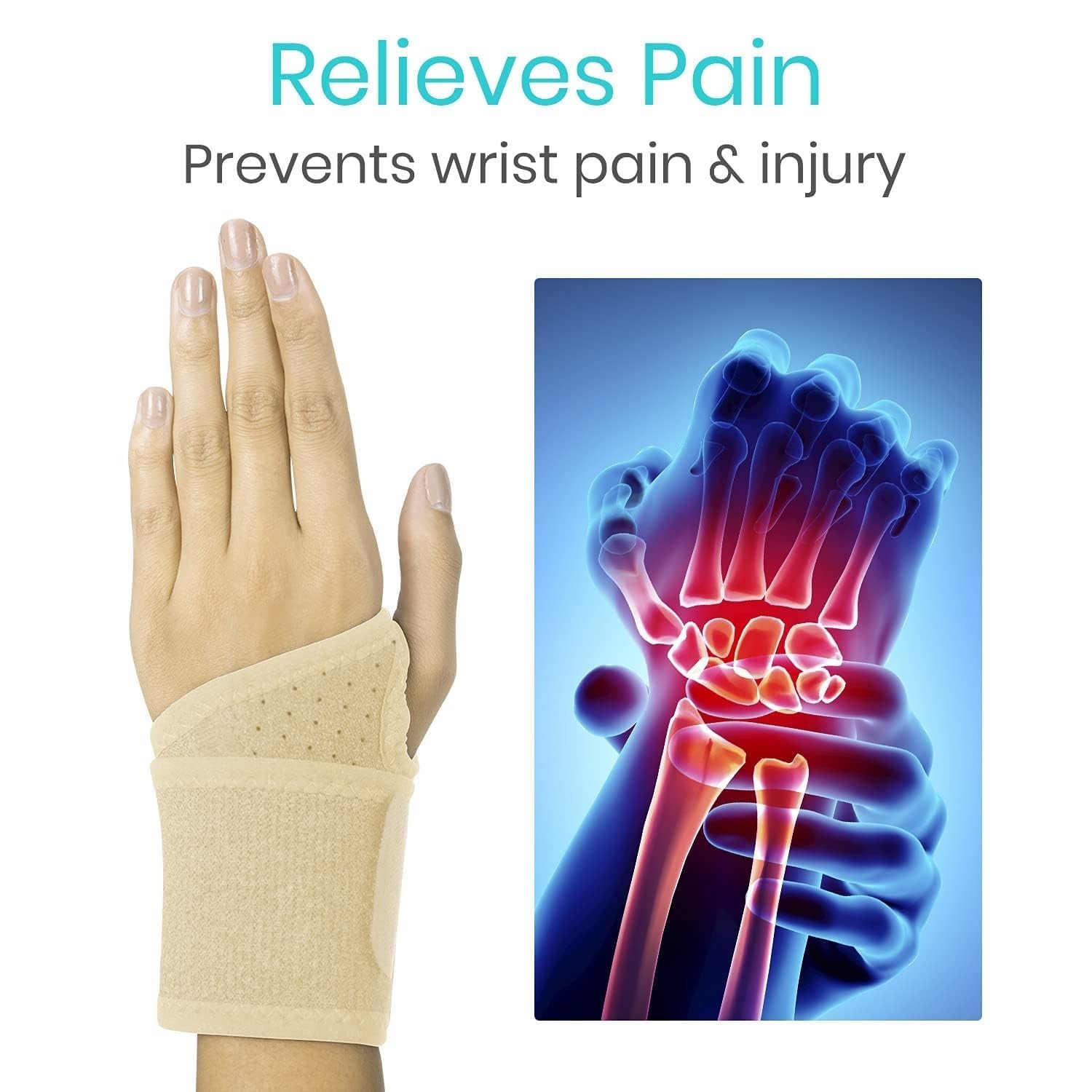 Vive Wrist Wrap Braces (2 Pack) - Tendonitis Support for Carpal Tunnel Arthri...