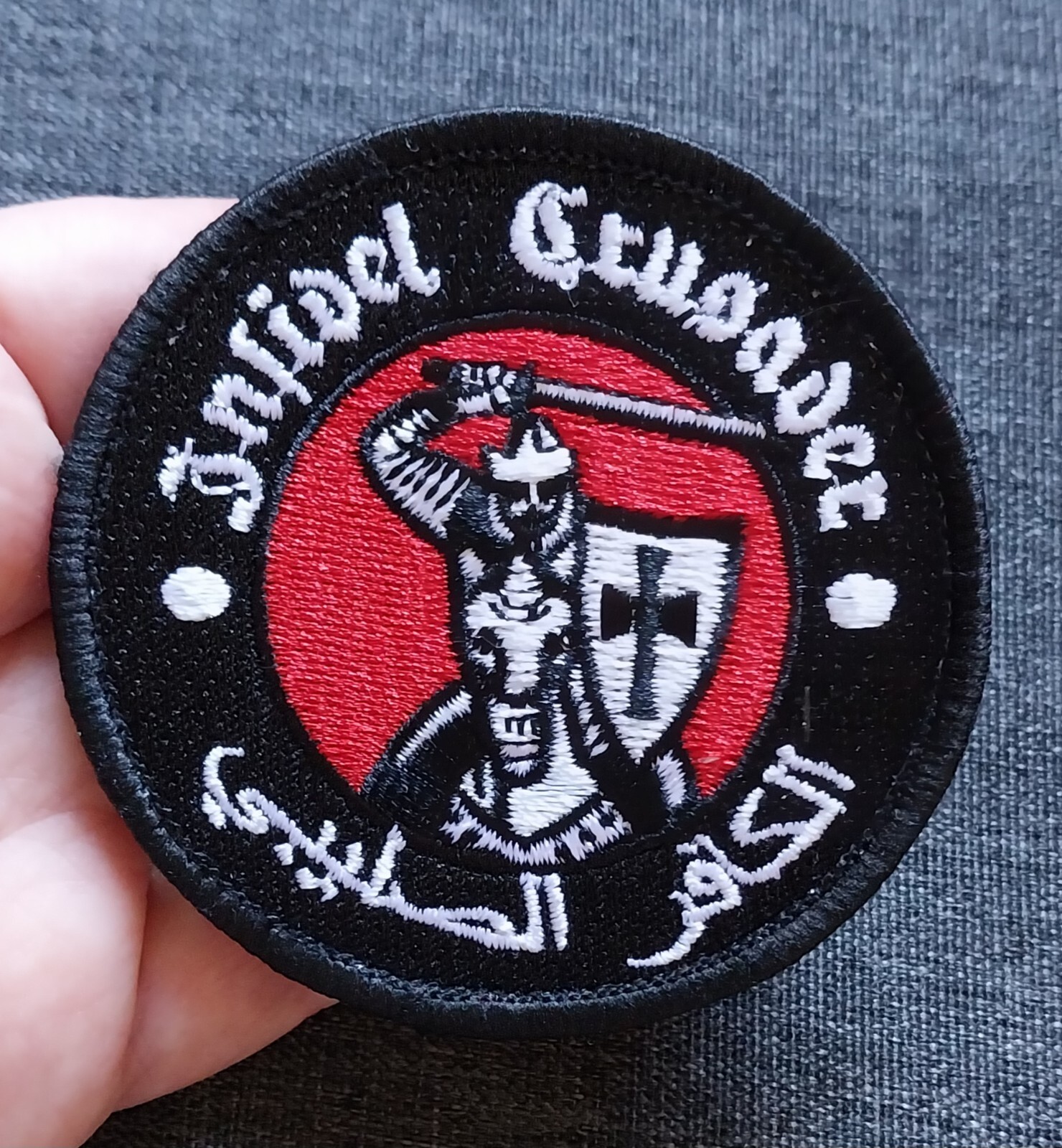 Arabic INFIDEL CRUSADER Embroidered Hook & Loop Tactical Morale Combat Patch