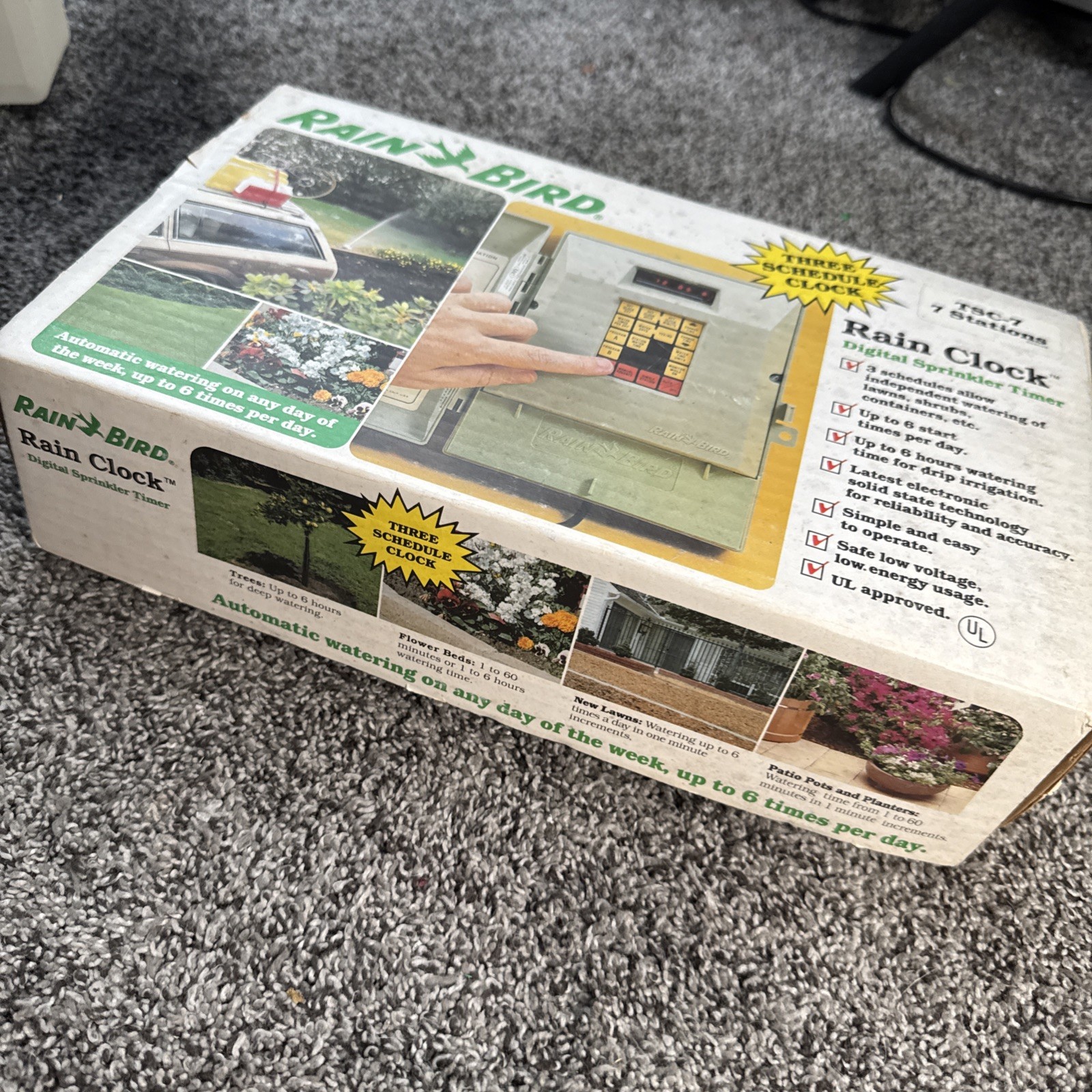 Rainbird Rain Clock Model TSC-7 7Station Sprinkler Irrigation Timer Controller