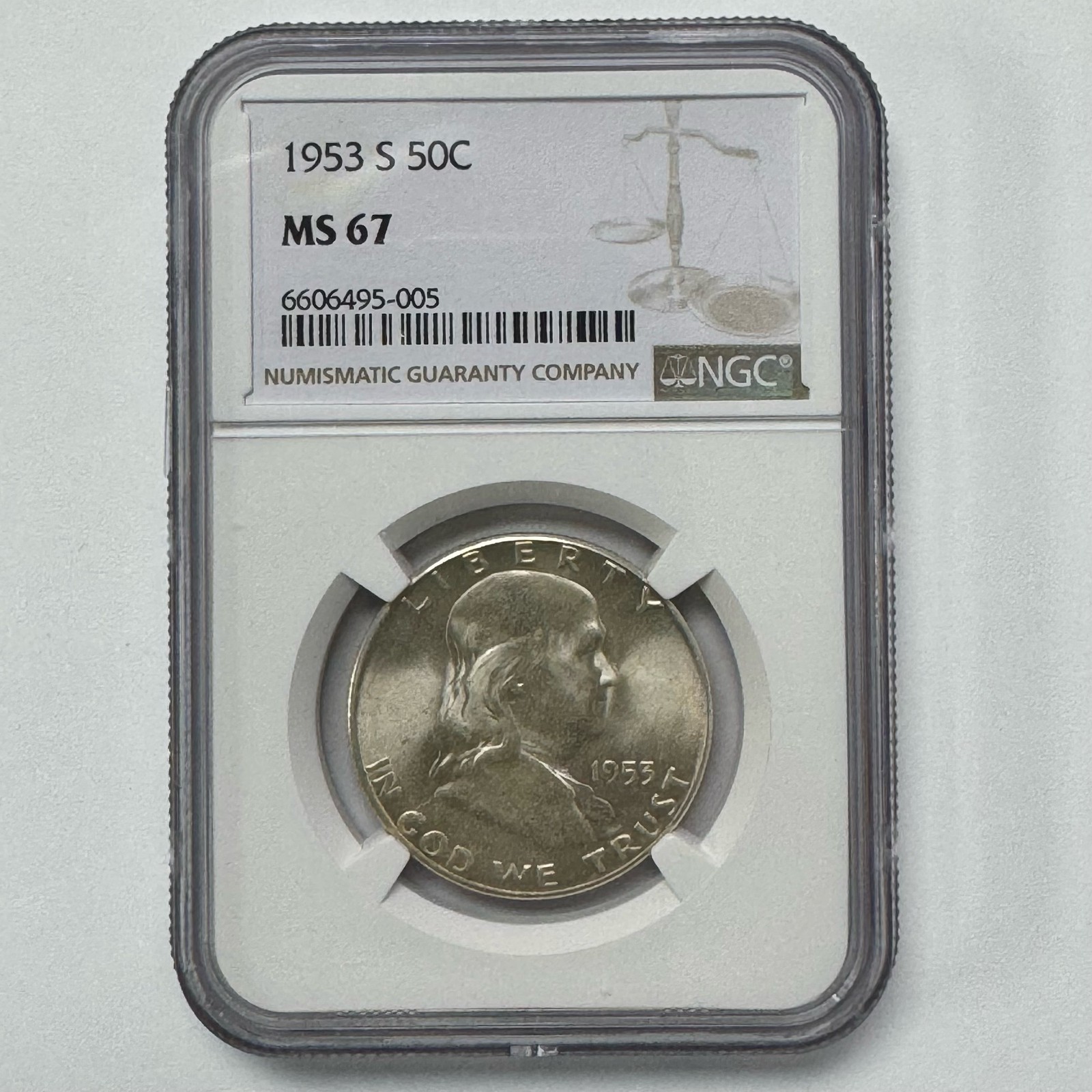 1953 S Franklin Half Dollar 50C NGC MS67