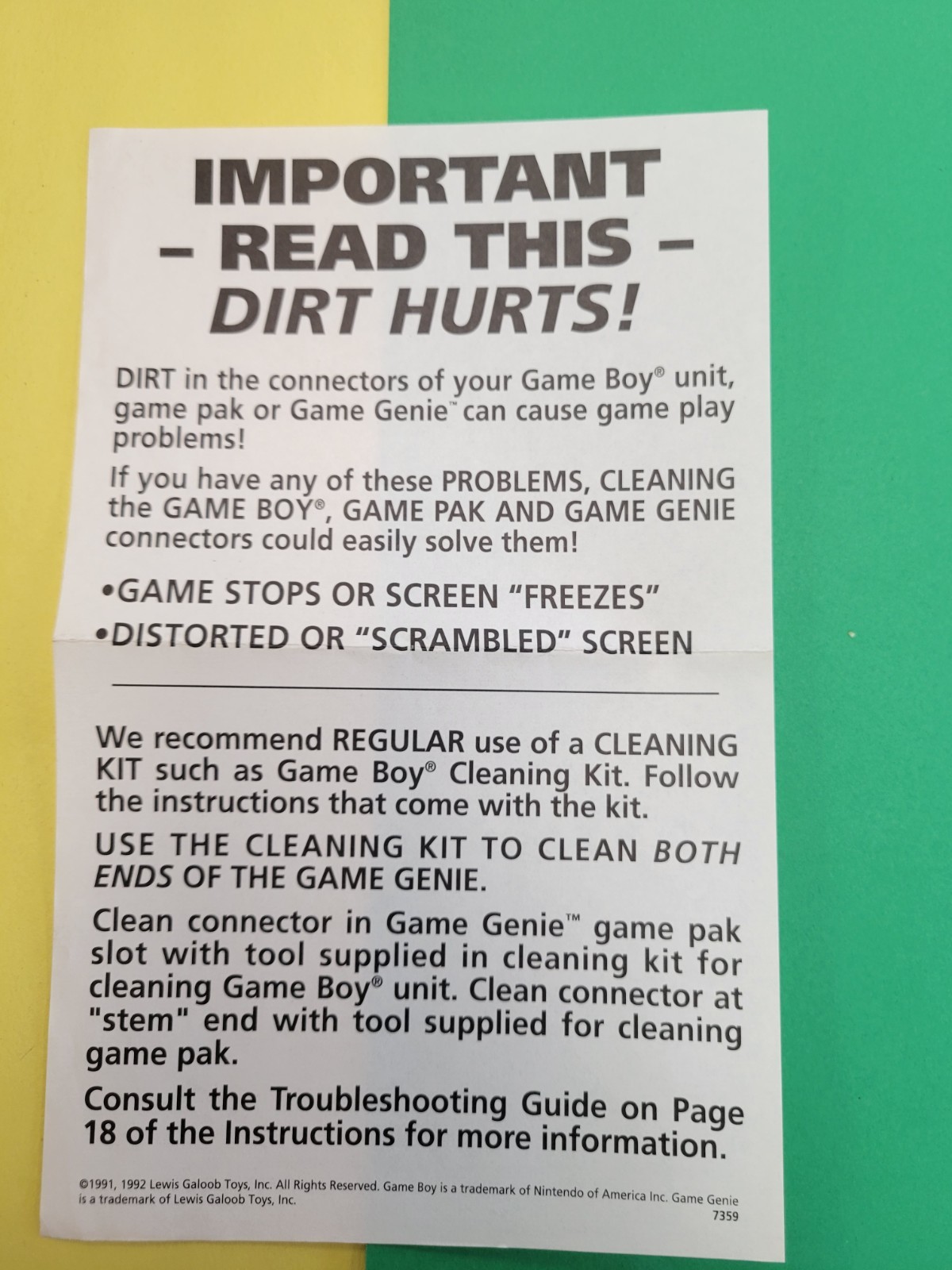 Nes Dirt Hurts Nes & Snes Cleaning Kit Insert