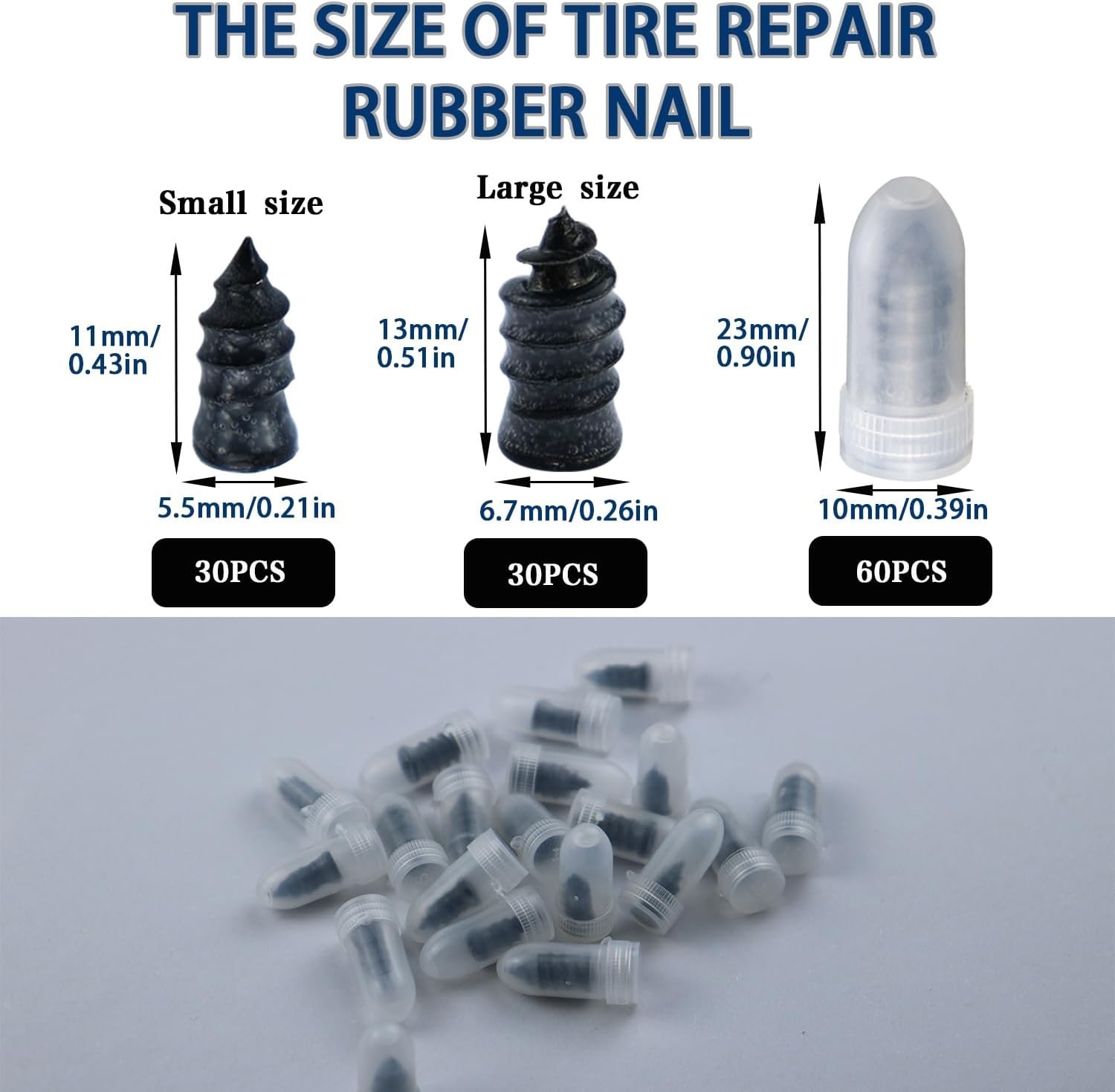 70Pcs Tire Repair Rubber Nails Tyre Puncture Repair Screws Kit w/ Screwdriver