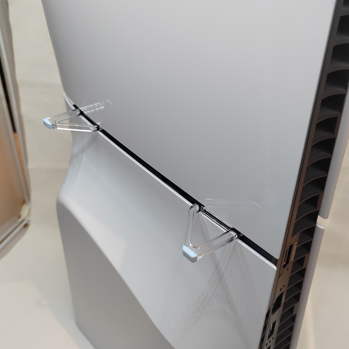 For PS5 Slim Console Horizontal Bracket Triangle Clear Holder w/ Anti-slip Pad