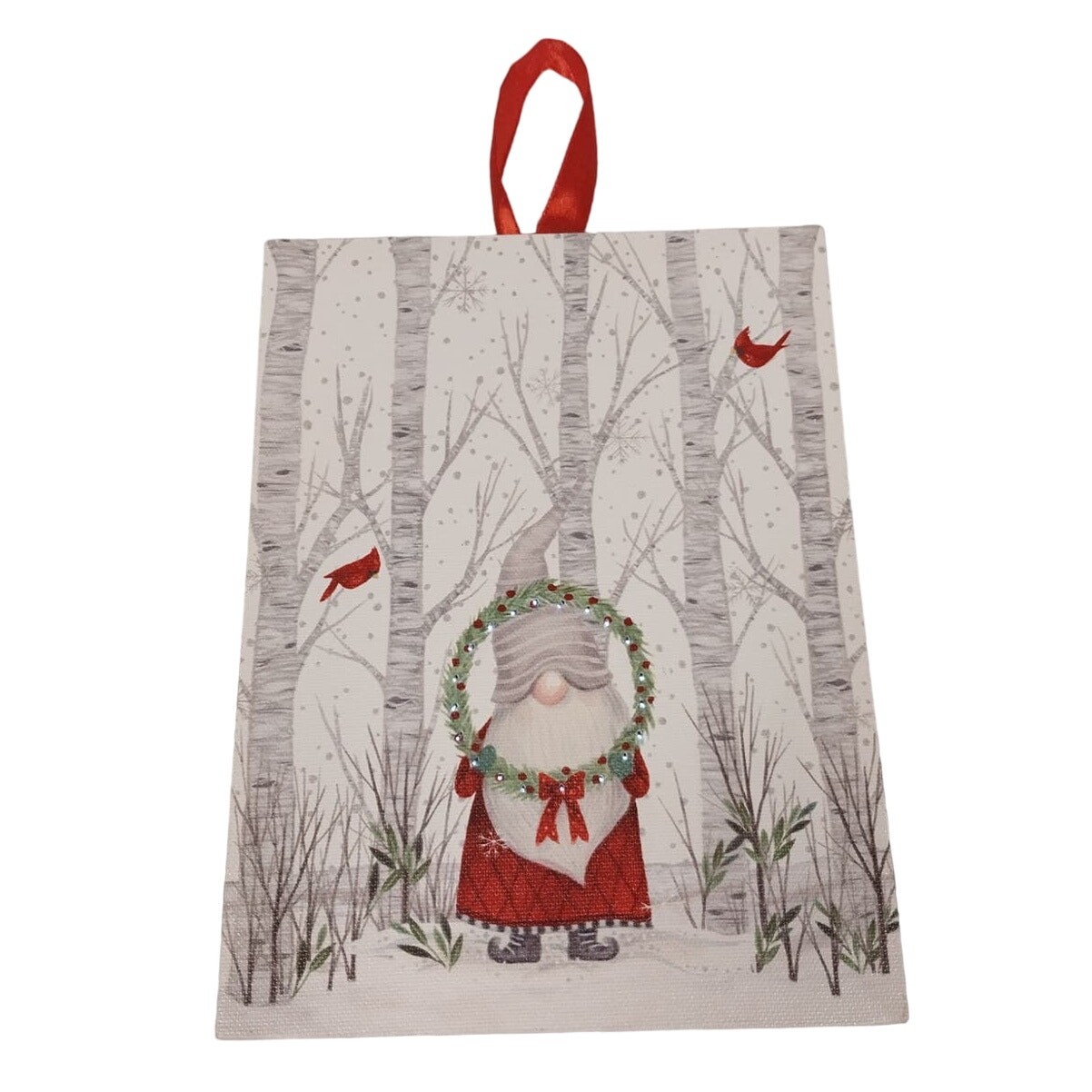 Light Up Battery Operated Christmas Winter Troll Canvas Wall Hanging Art