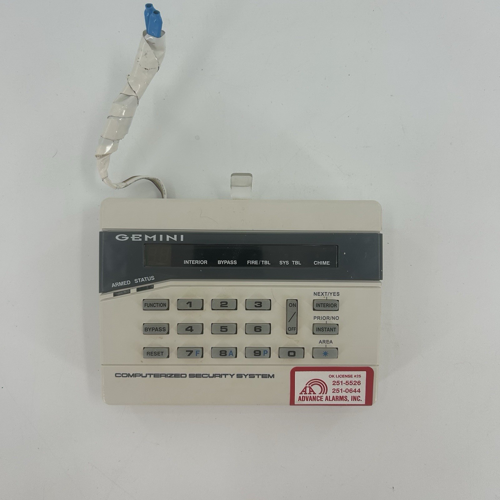 Napco Gemini GEM-RP3DGTL  Security System Keypad Alarm Panel Control Untested A