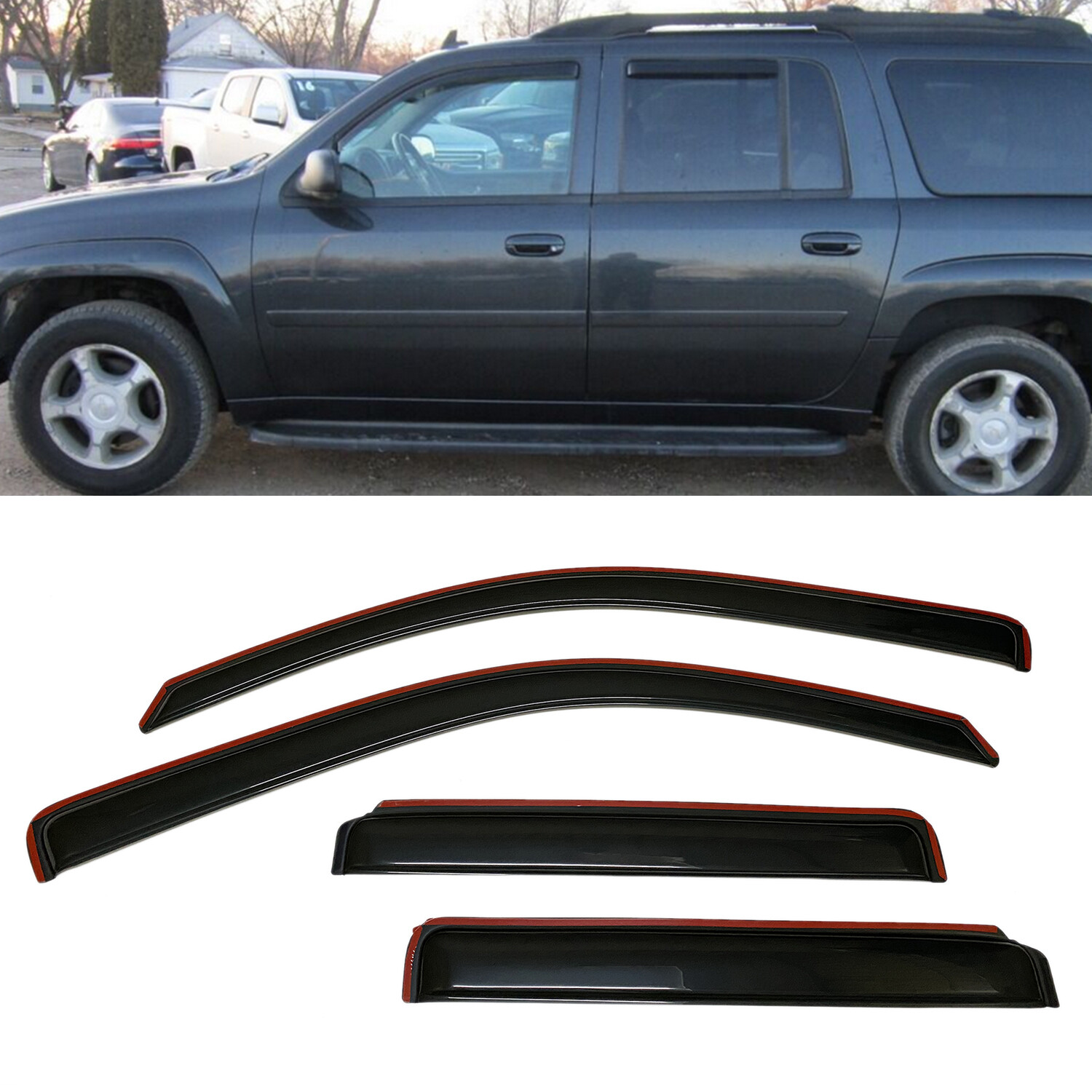 Set of IN-Channel Window Visor Rain Guard Fit Chevy Trailblazer EXT 2002 2003-06