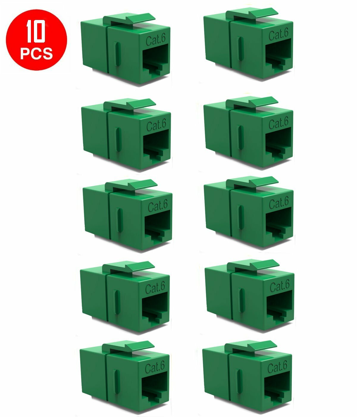10 x CAT6 Keystone Ethernet RJ45 Network Coupler Cable Wall Plate Extender Green