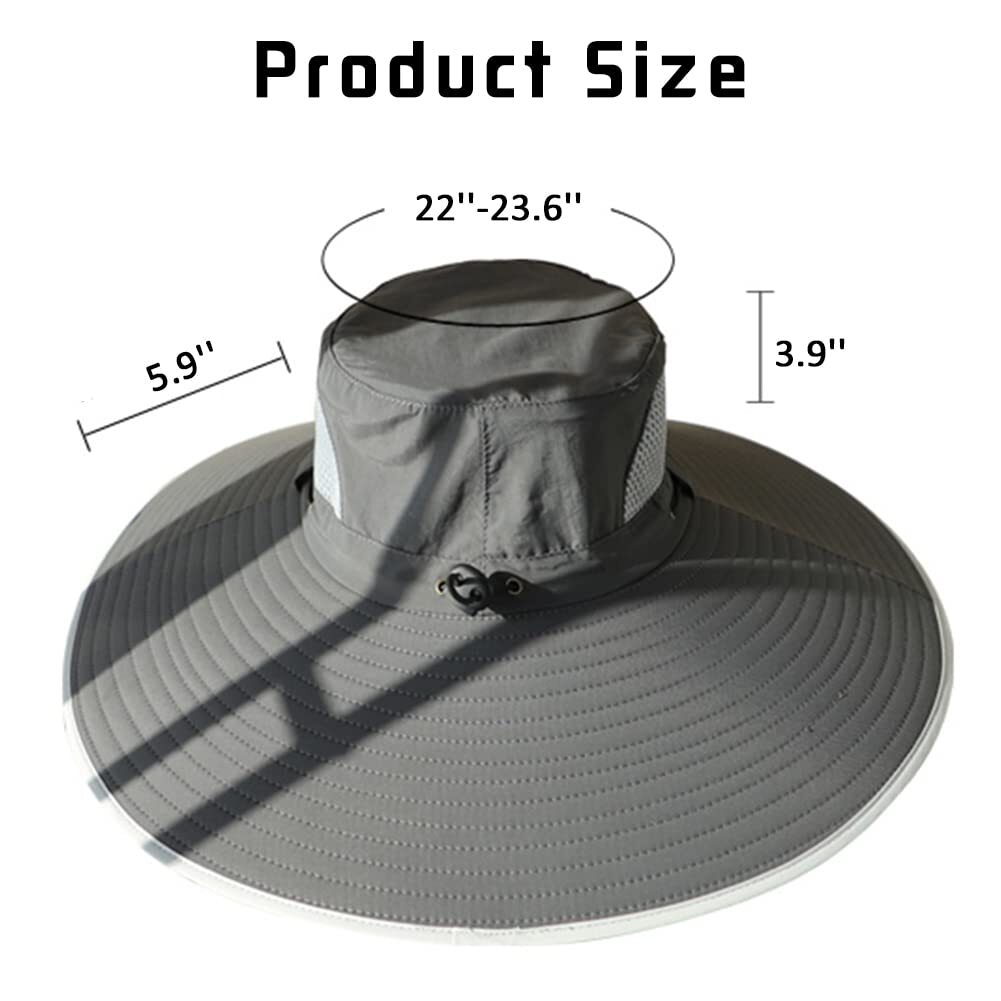Super Wide Brim Sun Hat UPF 50+ UV Waterproof Fishing Hat for Men Women