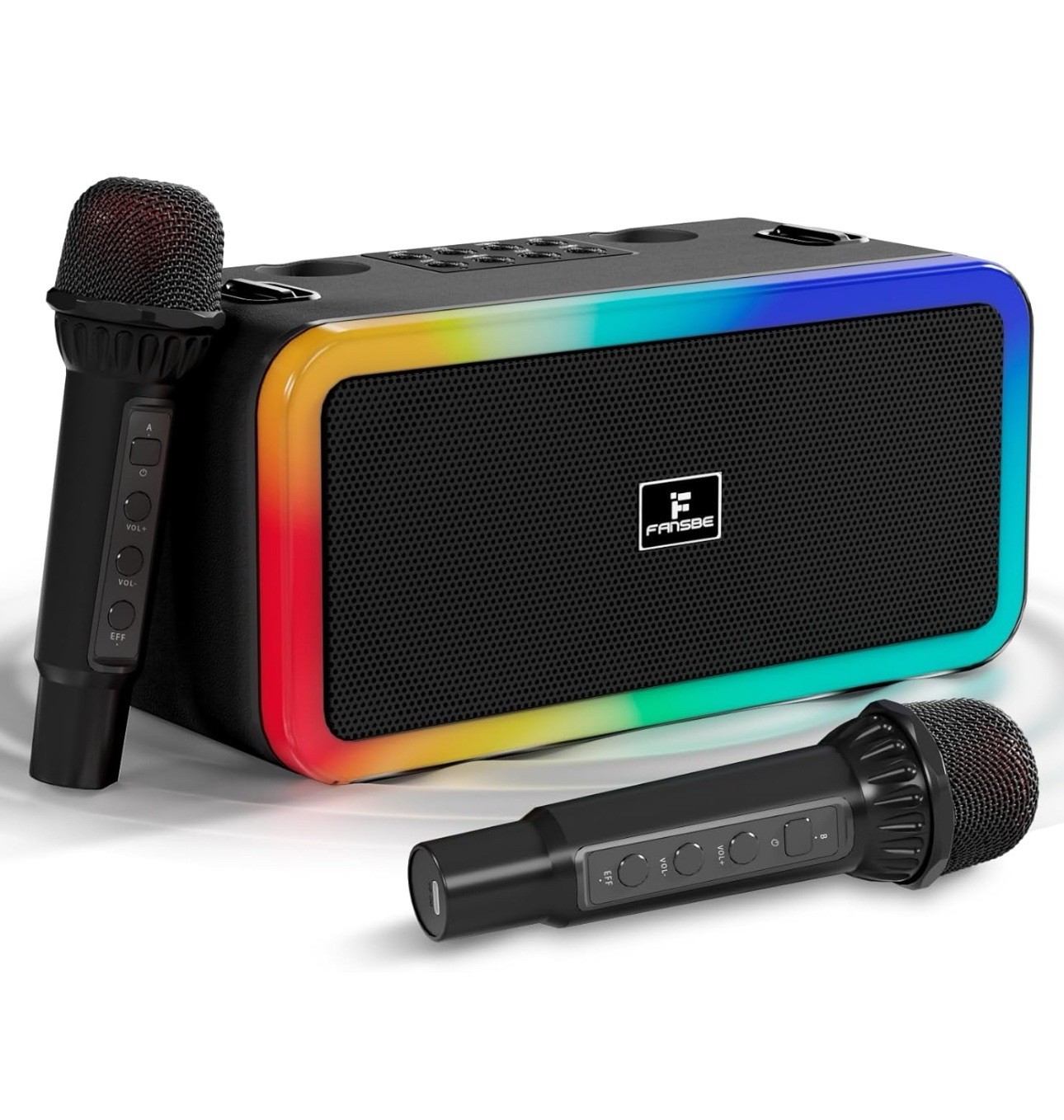 Fansbe Tech Karaoke Machine Bluetooth 2 Microphones Machine Bluetooth Sound