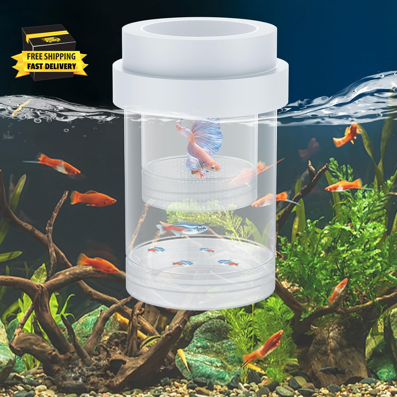 Breeder Box for Fish Tank, Aquarium Fish Breeding Box, Floating Guppy Breeder Bo