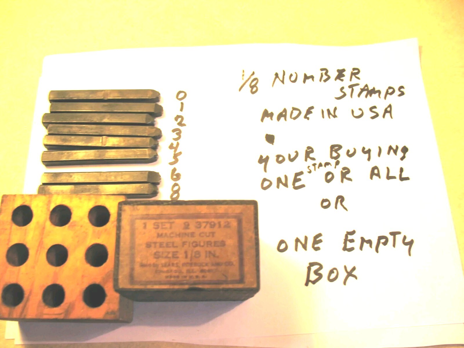 1/8" Steel Machine No. Stamps 1,2,3,4,5,6,8 Or Box 8.00 Each You Are Buying One