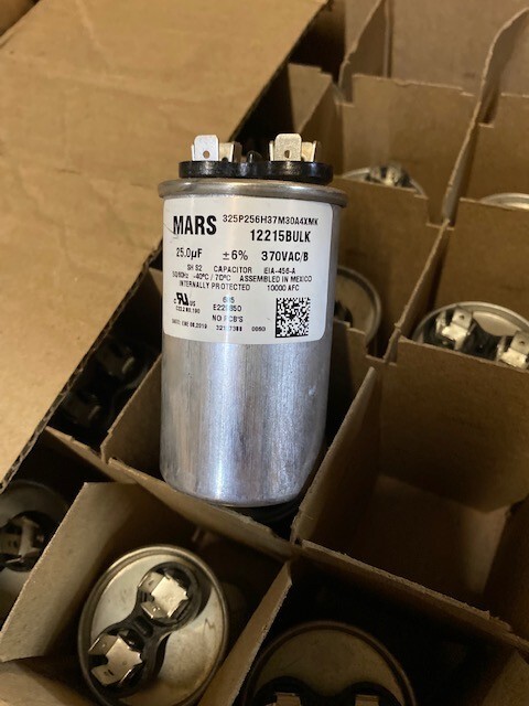 (1) Mars Round Run Capacitor 25 uf MFD 370 volt 12215 - BUY MORE & SAVE!!