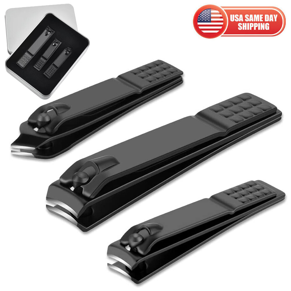 3PCS/Set Black Nail Clipper Stainless Steel Sharp Nail Clipper Figer Toe Cutter