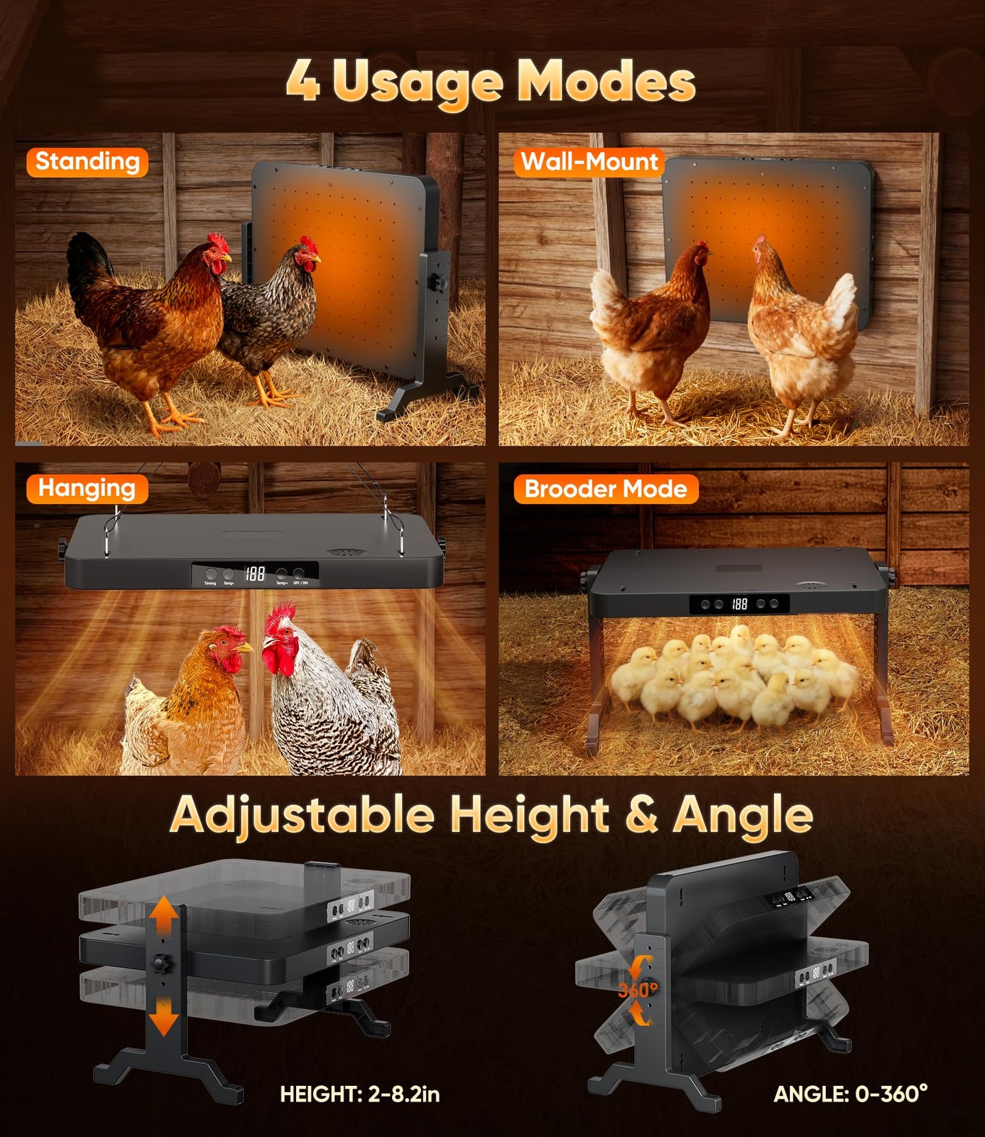 Smart Brooder Heating Plate, 2-in-1 Chicken Coop Heater & Chick Brooder, 200W