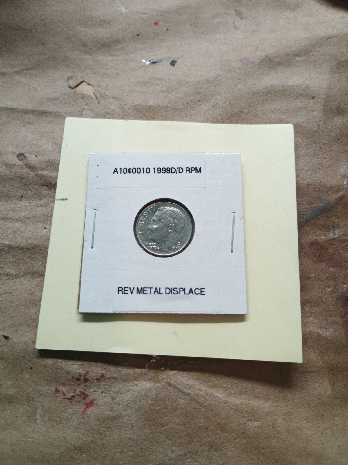 1998-D/D RPM Roosevelt Dime REV metal Displaced