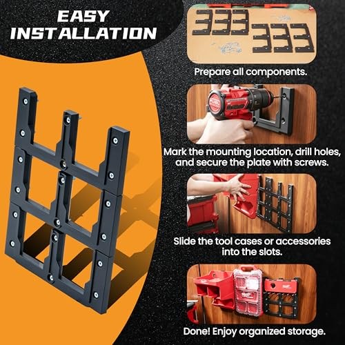 6-Pack Modular Mounting Plates Compatible with Milwaukee PACKOUT, Wall Mount