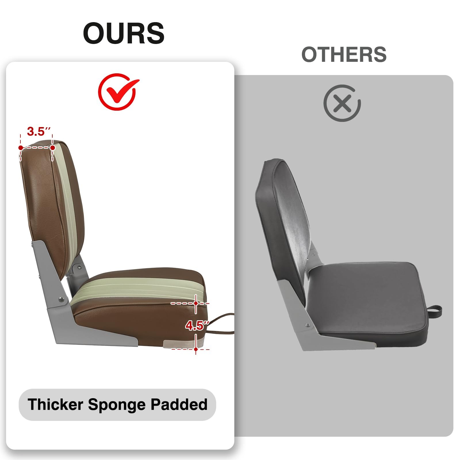 New Low Back Folding Boat Seat (Brown/Sand)