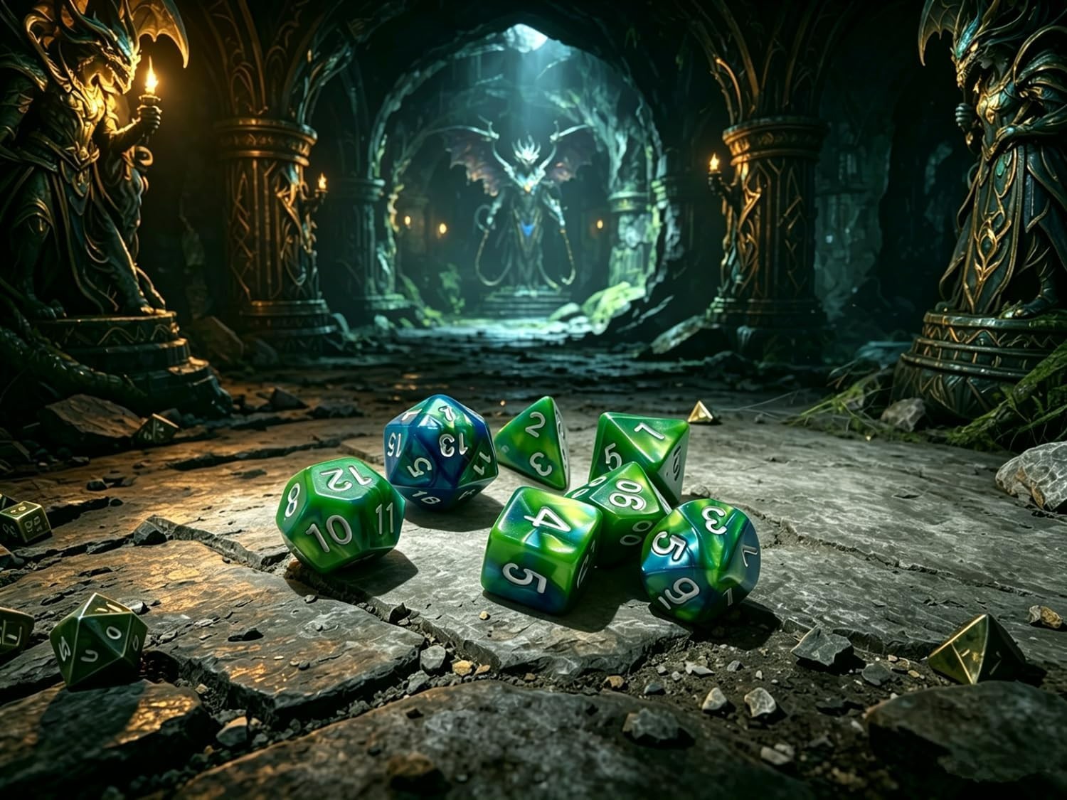 Polyhedral DND Dice Set-6 Pack Double-Colors Dice Sets Compatible with Dungeons