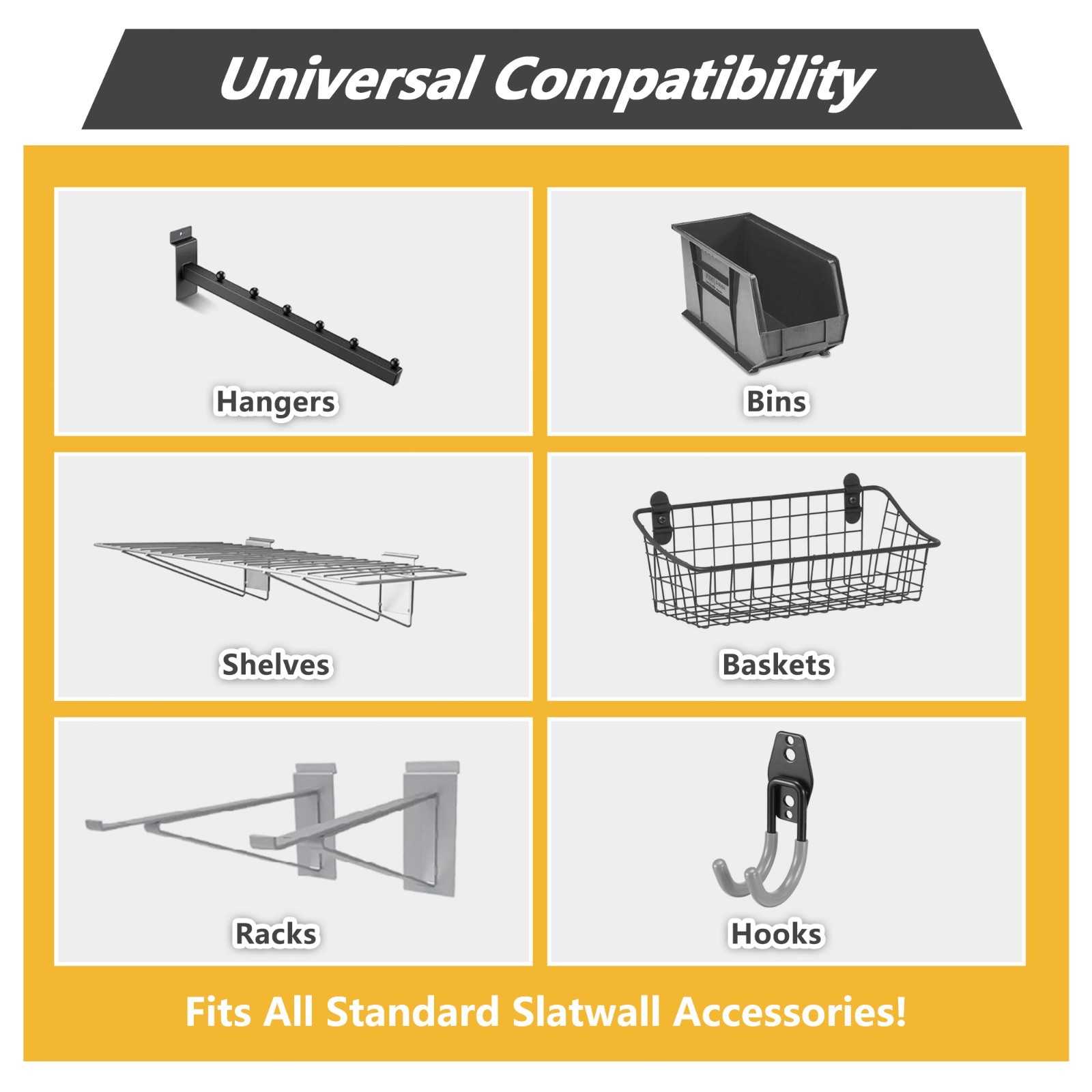 8 x4 PVC Slat Wall Paneling Interlocking Slatwall Panels Garage Storage - Hooks