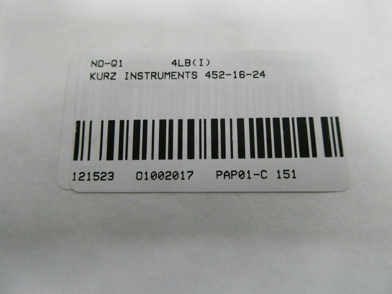 Kurz Instruments 452-16-24 Insertion Mass Flow Element 300psi