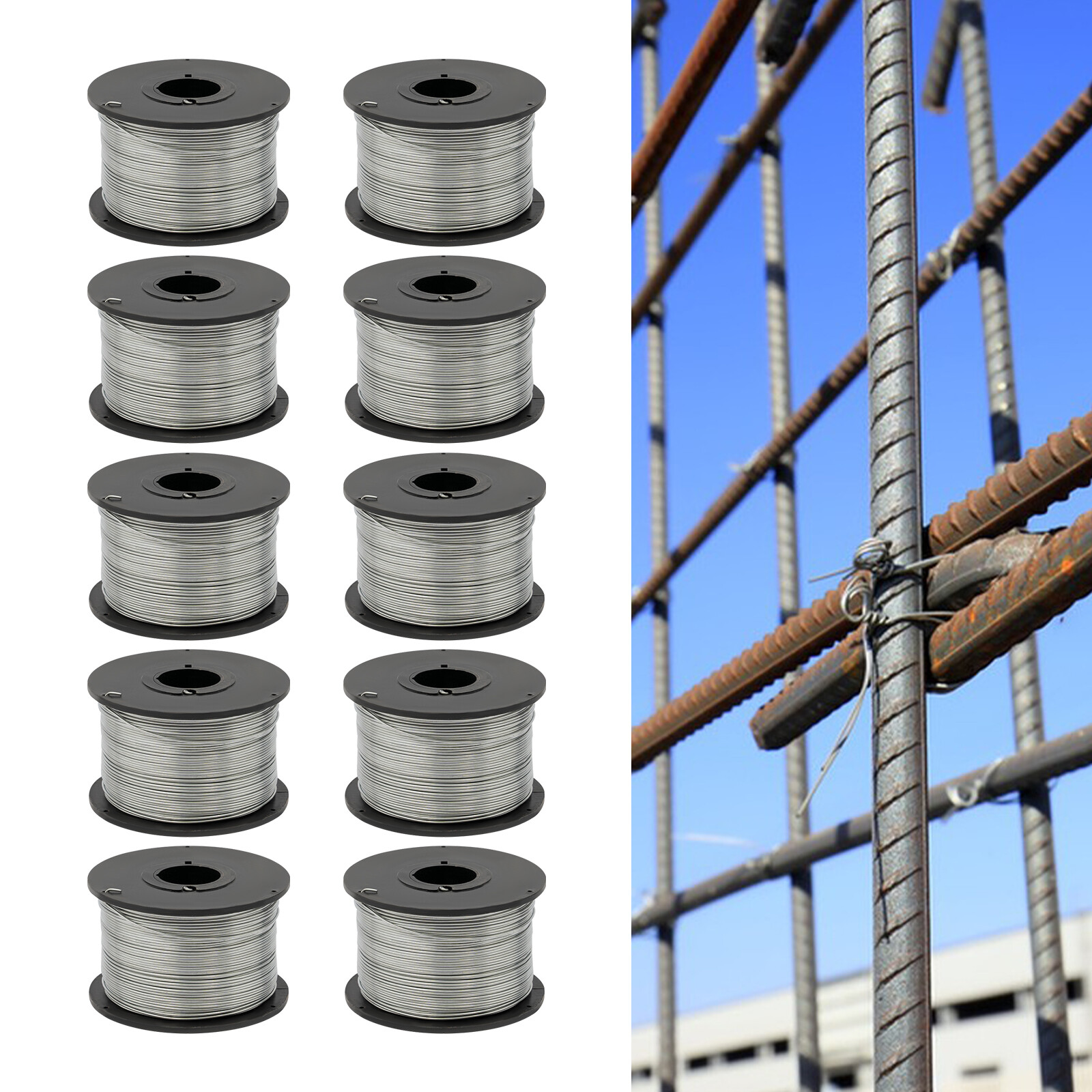 10 Rolls Iron Wires Universal Tie Wire For Rebar Bundling Machine 110m/360.89ft