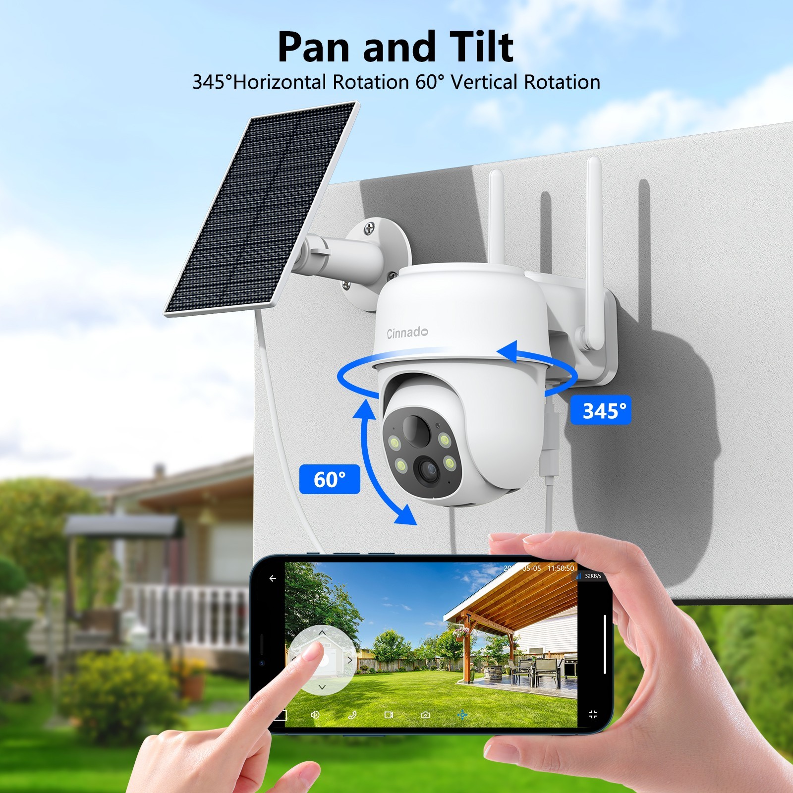 4Pack 2K Wireless Security Camera Solar Panel Color Night Vision 3MP Outdoor Cam