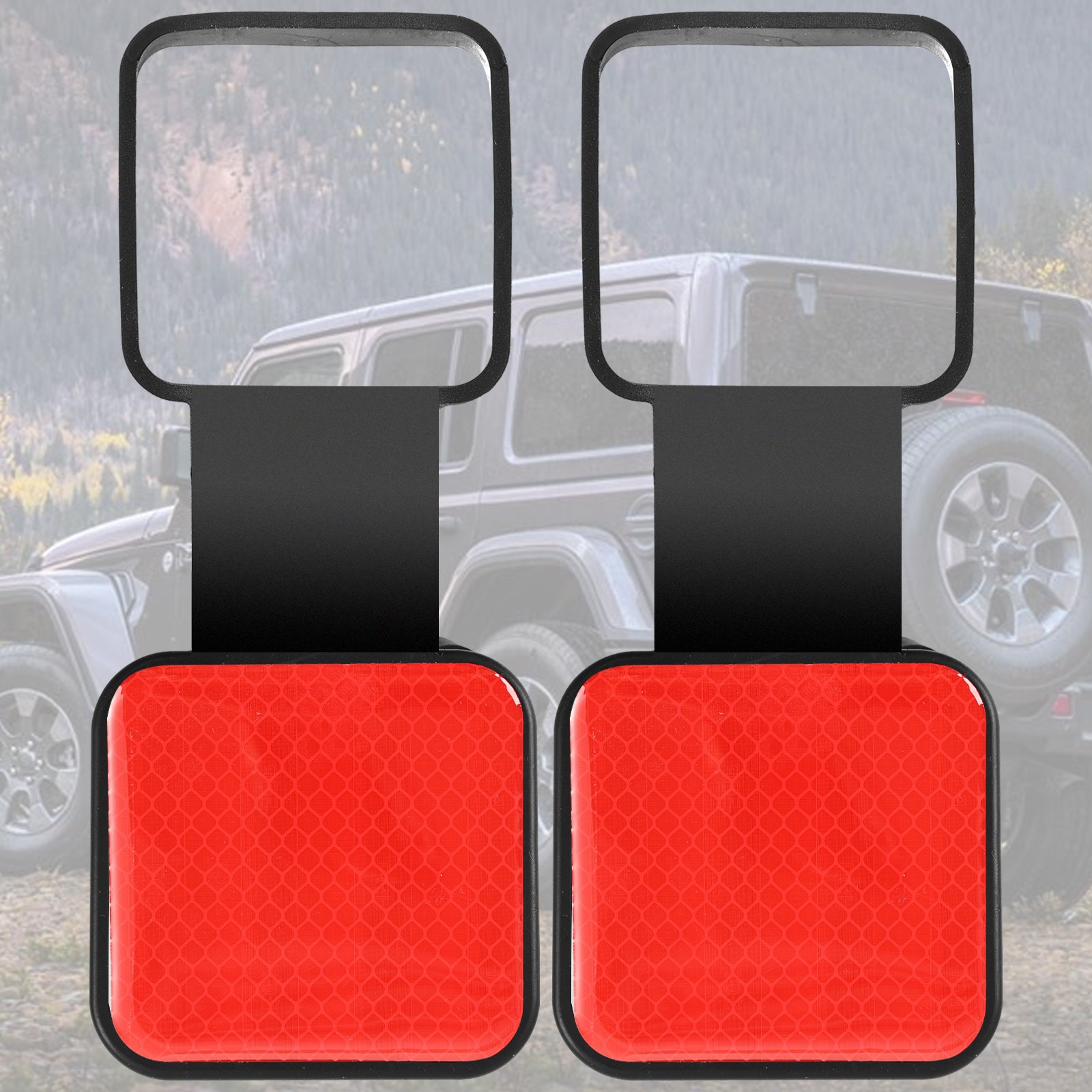 2x Red Hitch Reflector Car Trunk Trailer Receiver Cover Plug Cap Safety For 2"