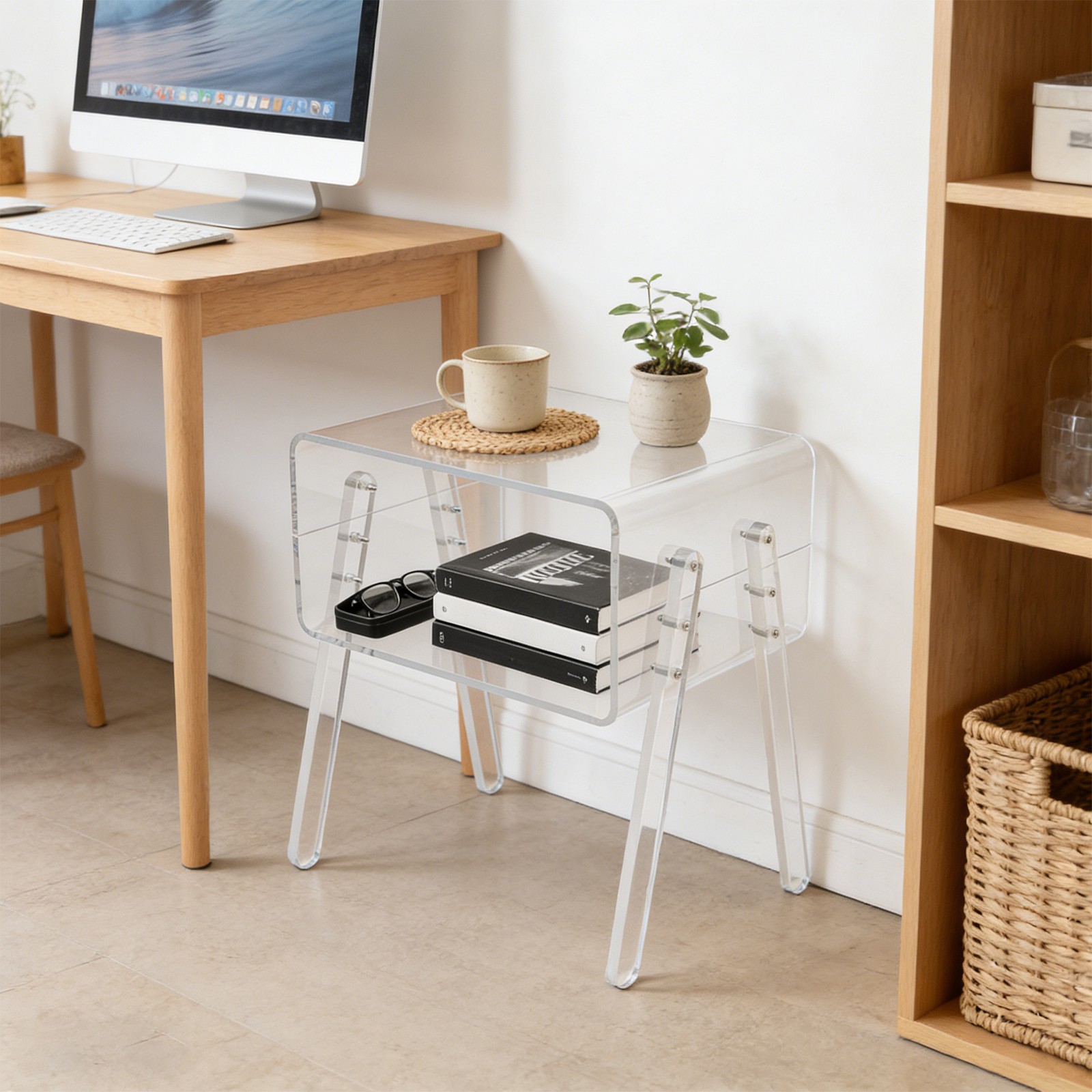Acrylic Storage Rack Mobile Storage Cart Storage Rack for Kitchen Bathroom