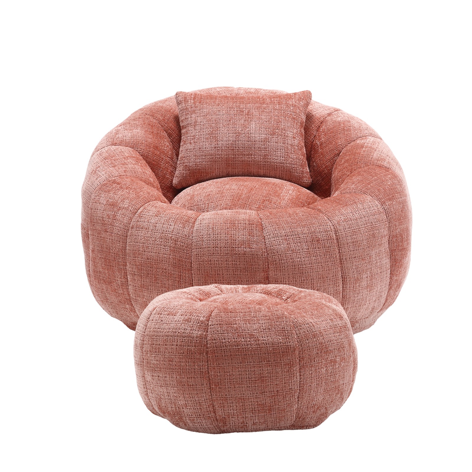 UNITED WE WIN Modern Bean Bag Chairs, Comfy Round Chair for Adults with Ottoman