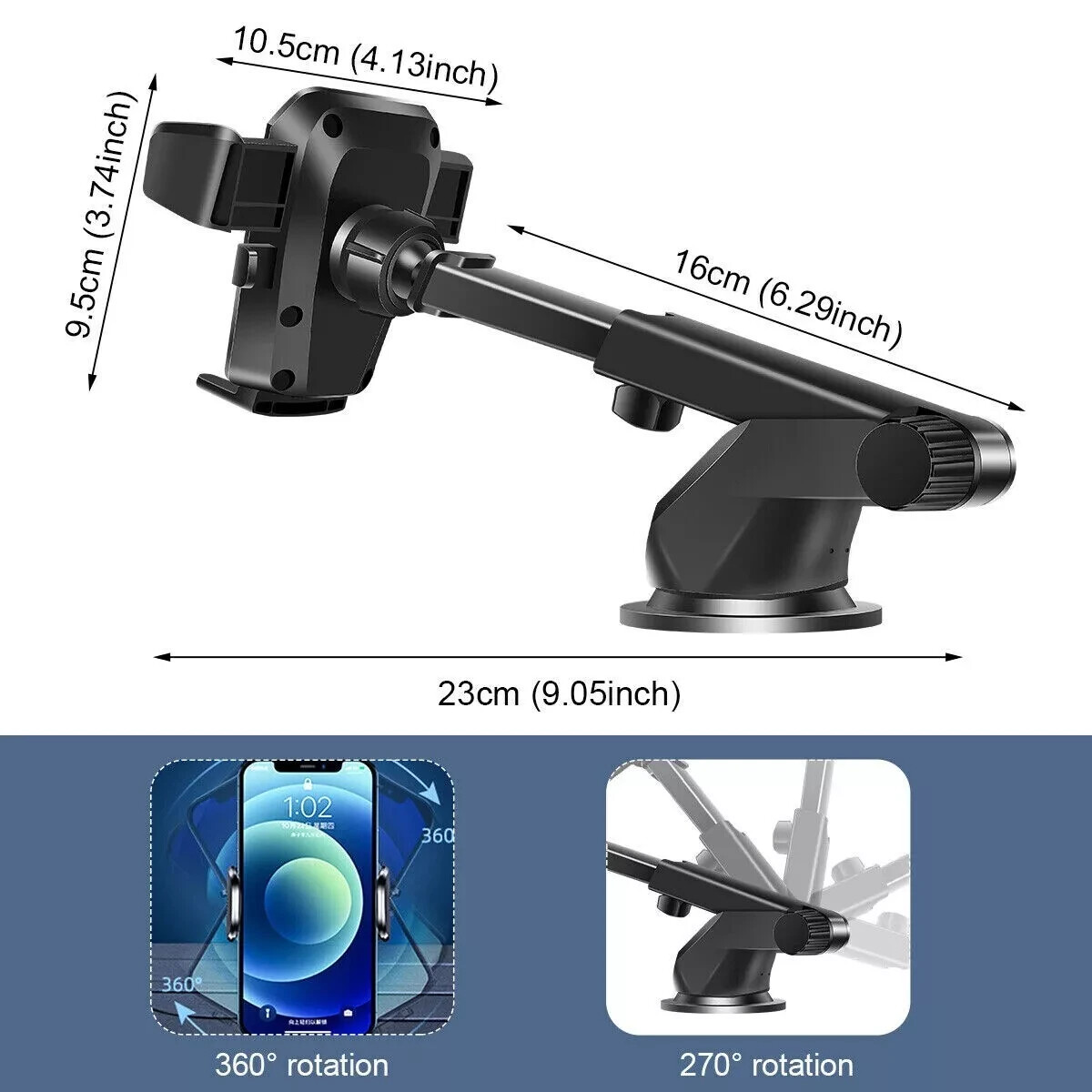 Car Phone Holder Dashboard Windshield Phone Mount Universal for iPhone Samsung