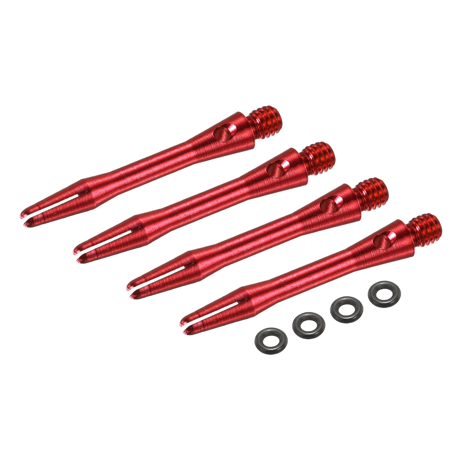 4Pcs 2BA Aluminum Dart Shafts for Steel Tip with Rubber Rings, 35mm Red