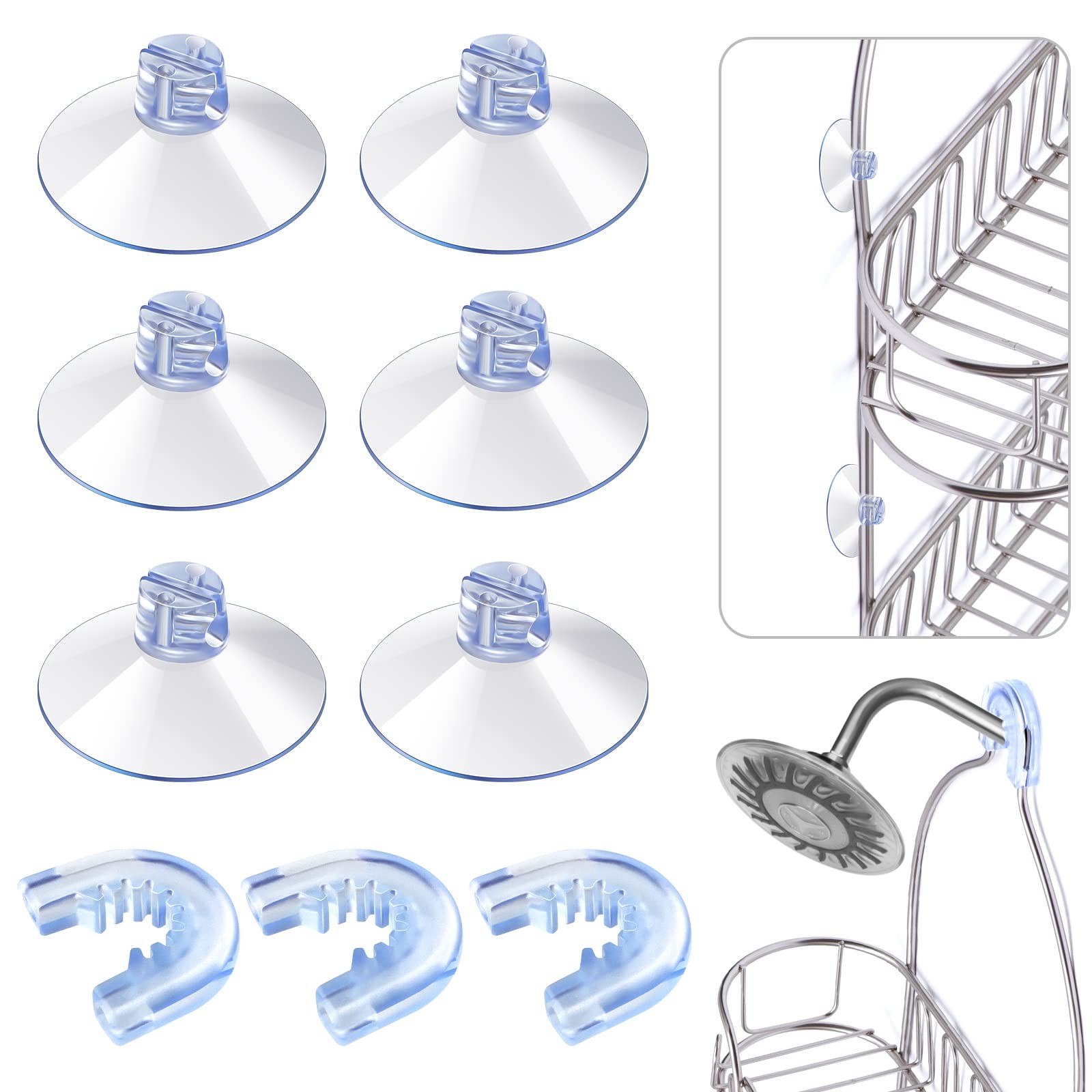 Tondiamo 6 Pieces Bathroom Shower Caddy Connectors Caddie Transparent