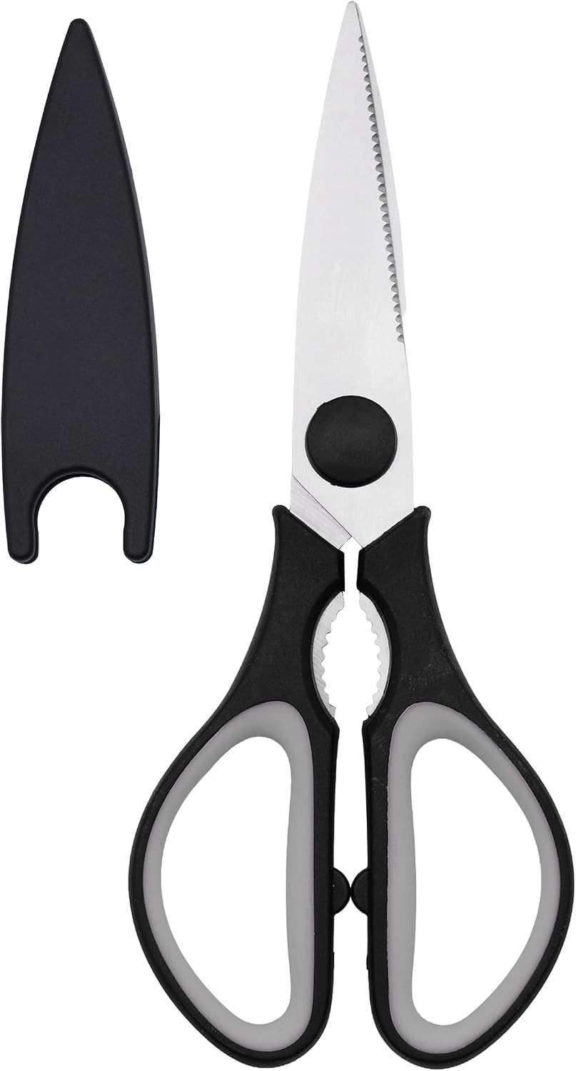 Grip Multi-Purpose Stainless Steel Kitchen Scissors - Non-Slip TPR Grip -