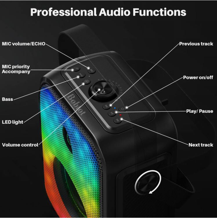 Karaoke Machine, Portable Bluetooth Speaker with 2 Wireless Karaoke Microphones