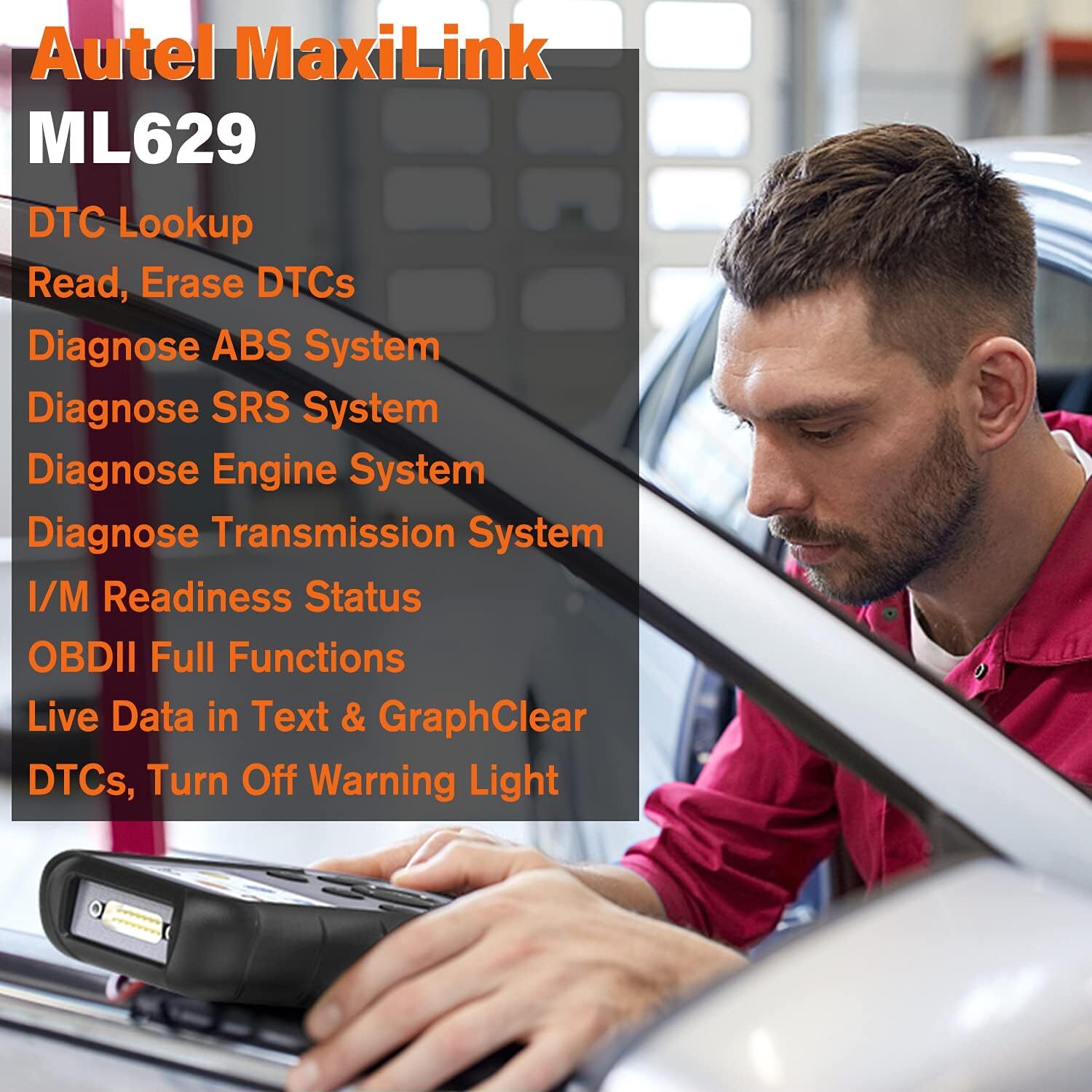 2026 Autel ML629 OBD2 Scanner ABS SRS Engine Transmission Auto VIN Code Reader