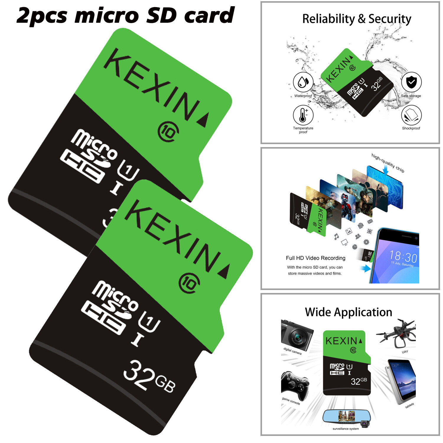 Lot 1x 2x 3x 5x 32GB Micro SD Card Memory TF Card SDHC Class10 Phone/Camera Card