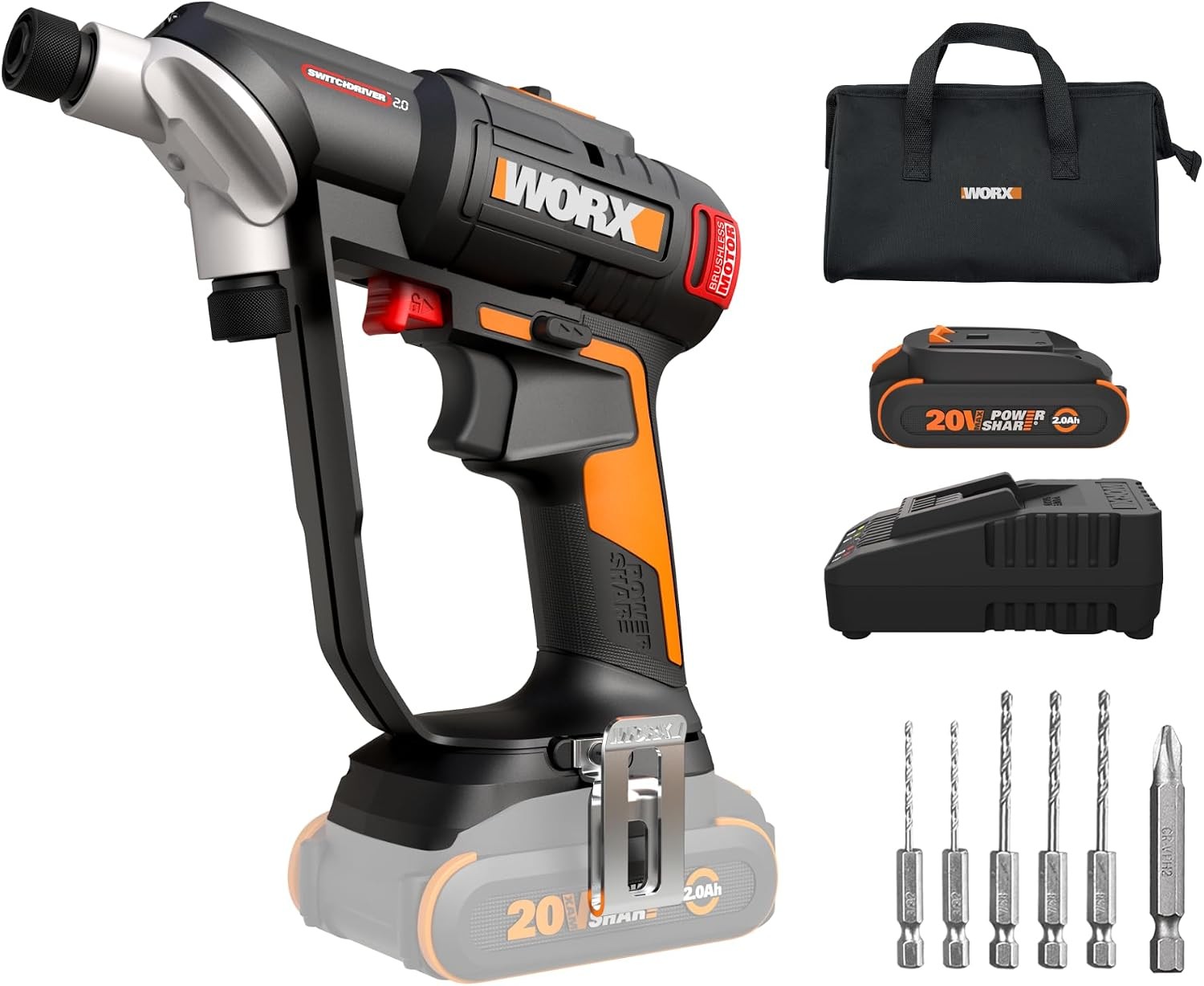 WX177L WORX NITRO 20V Brushless Switchdriver 2.0 2-in-1 Cordless Drill & Driver