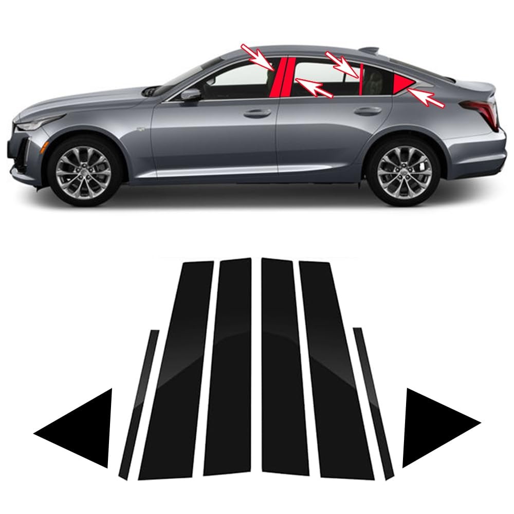8pcs Black for Cadillac CT5(2020-2023) Car Window Center Pillar Stickers Car ...