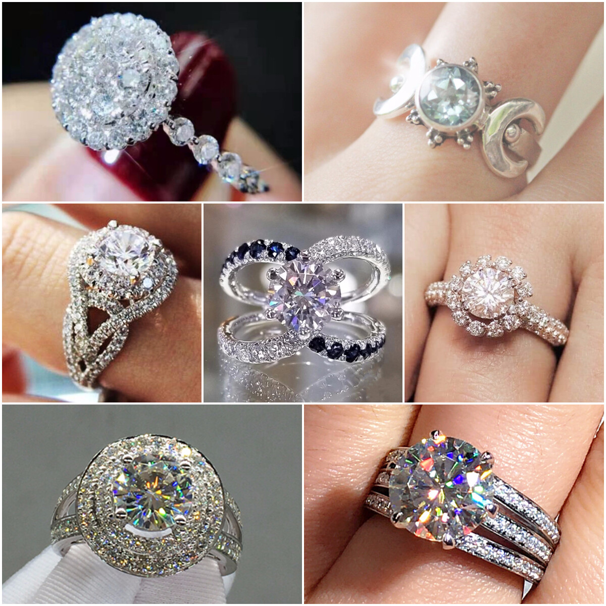 Women Fashion 925 Silver Plated Ring Round Cut Cubic Zircon Jewelry Sz 6-10