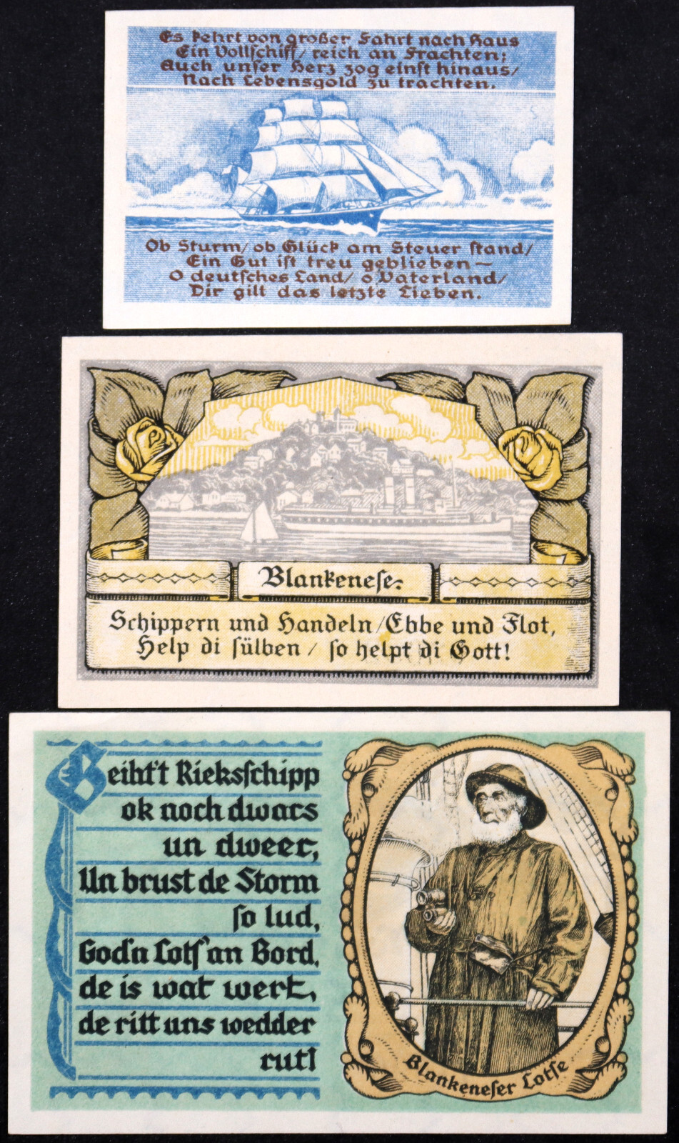 BLANKENESE 1921 "Sailing Ship, Sea Captain" Complete Series German Notgeld