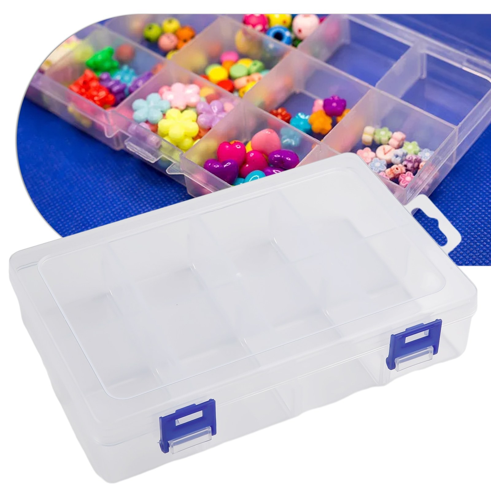 Bead Storage Box Container Adjustable Compartment Display Organizer Dustproof