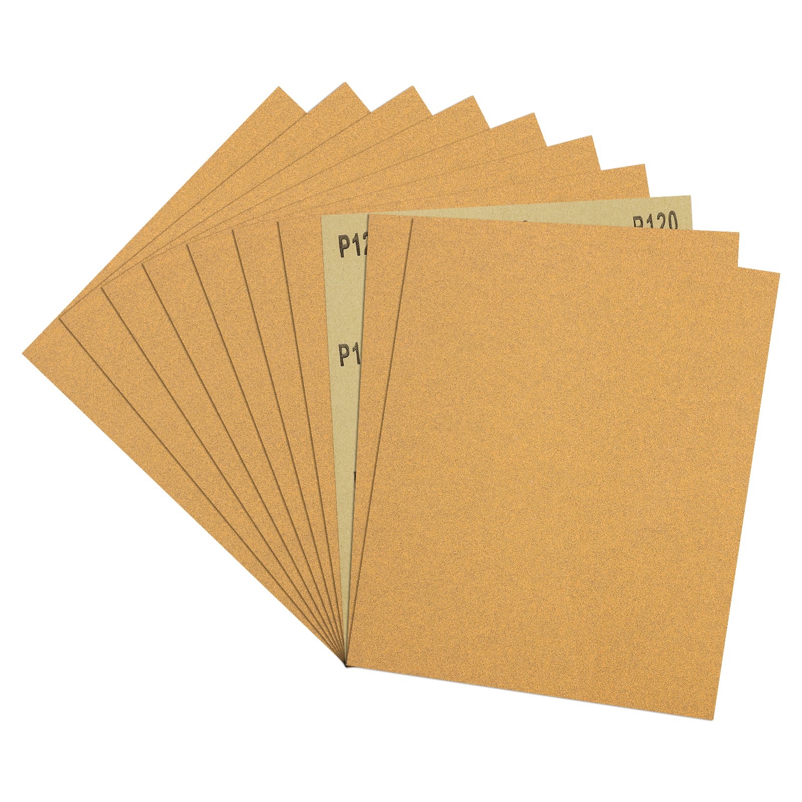 Sandpapers (9" x 11"/229mm x 279mm) 10 Sheet, 120 Grit Gold Sand Paper