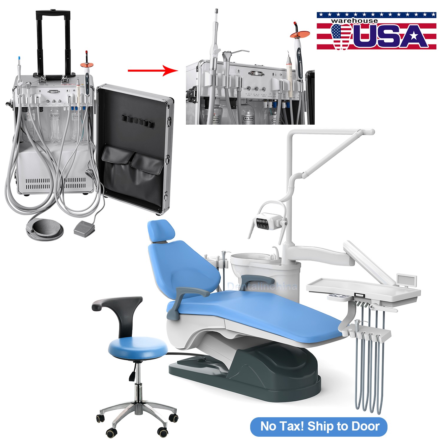 Dental Chair Unit Computer Controlled DC Motor/Moblie Unit System Air Compressor