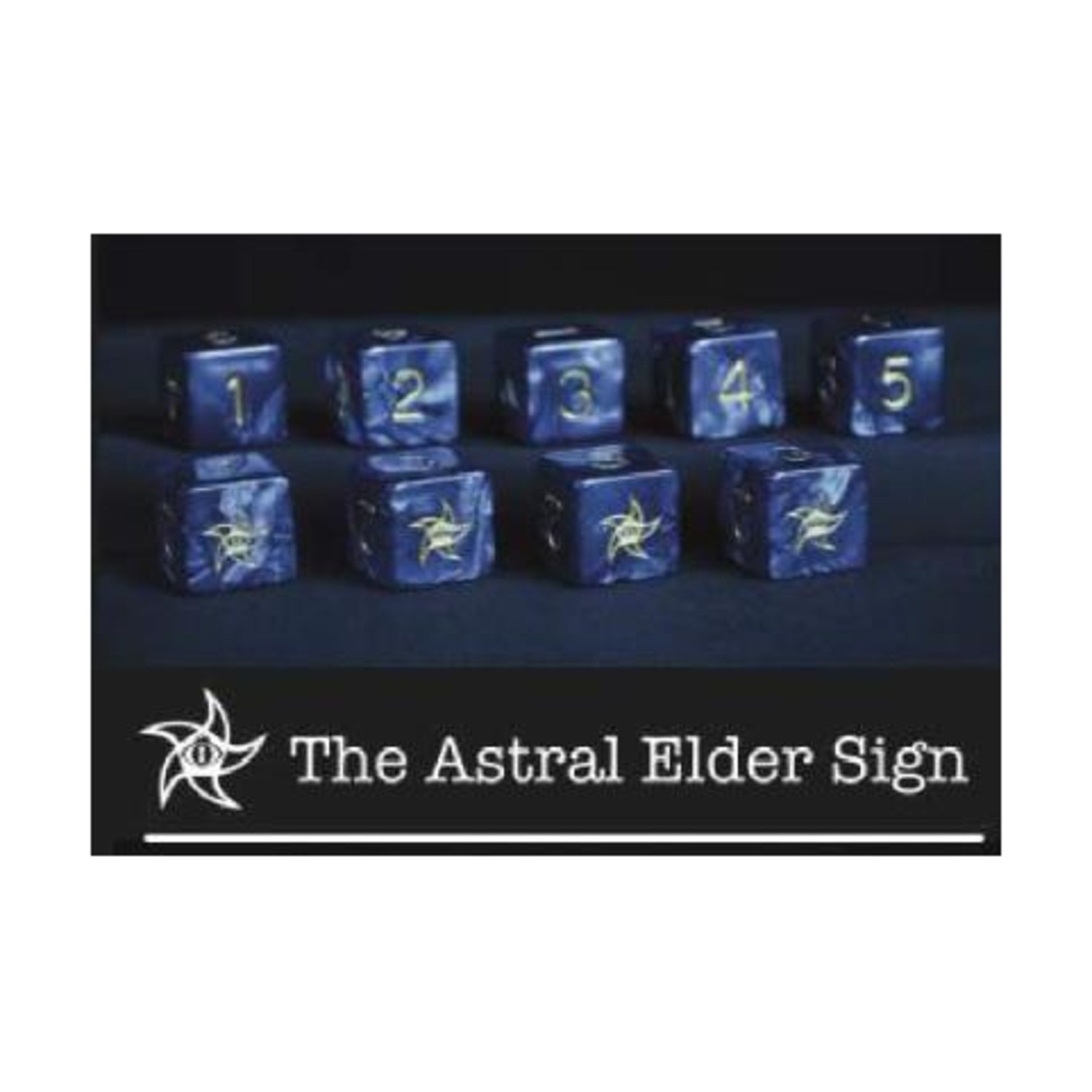 Infinite Bla Elder Dice  d6 Tube - Blue w/Astral (Star) Elder Sign Design  New