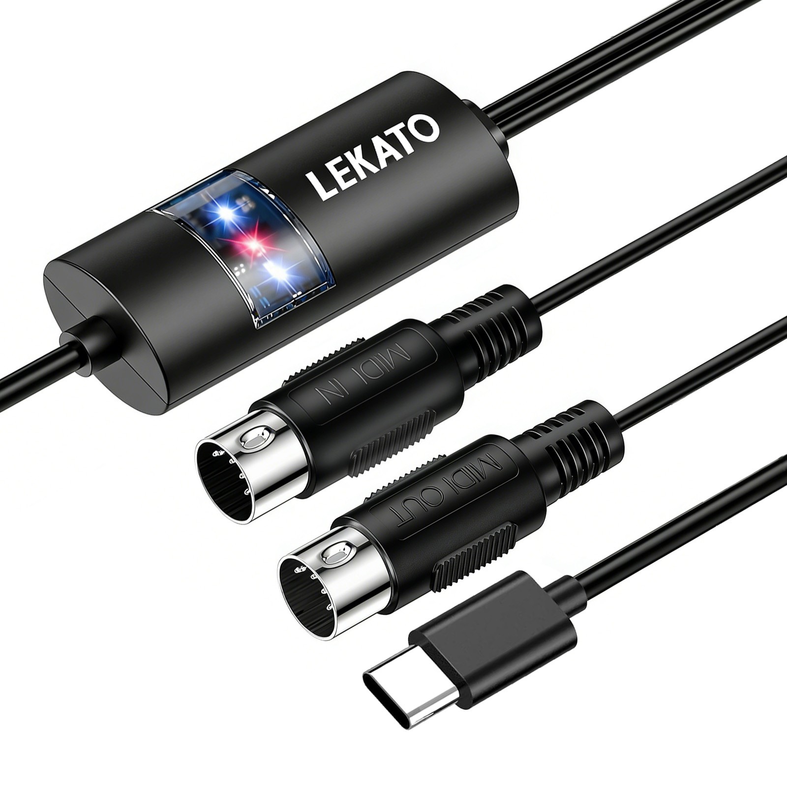 LEKATO USB C MIDI Interface Cable 6.5ft MIDI to Type C Adapter for Keyboard PC