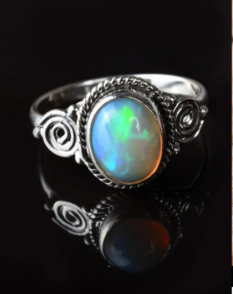 Natural Opal Gemstone 925 Sterling Silver Statement Ring Gift For Women A-184
